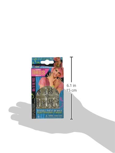 80s Zebra Print Fake Nails by Forum Novelties - One Size Fits All - Perfect for 80s Theme Parties, Halloween Costumes & Retro Fashion