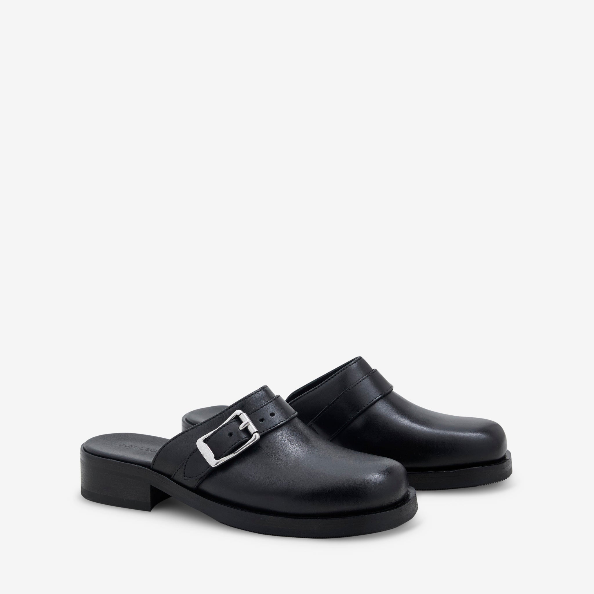Black Leather Mule Shoes for Women - Comfortable Slip-On Loafers for Casual Wear, Office & Travel
