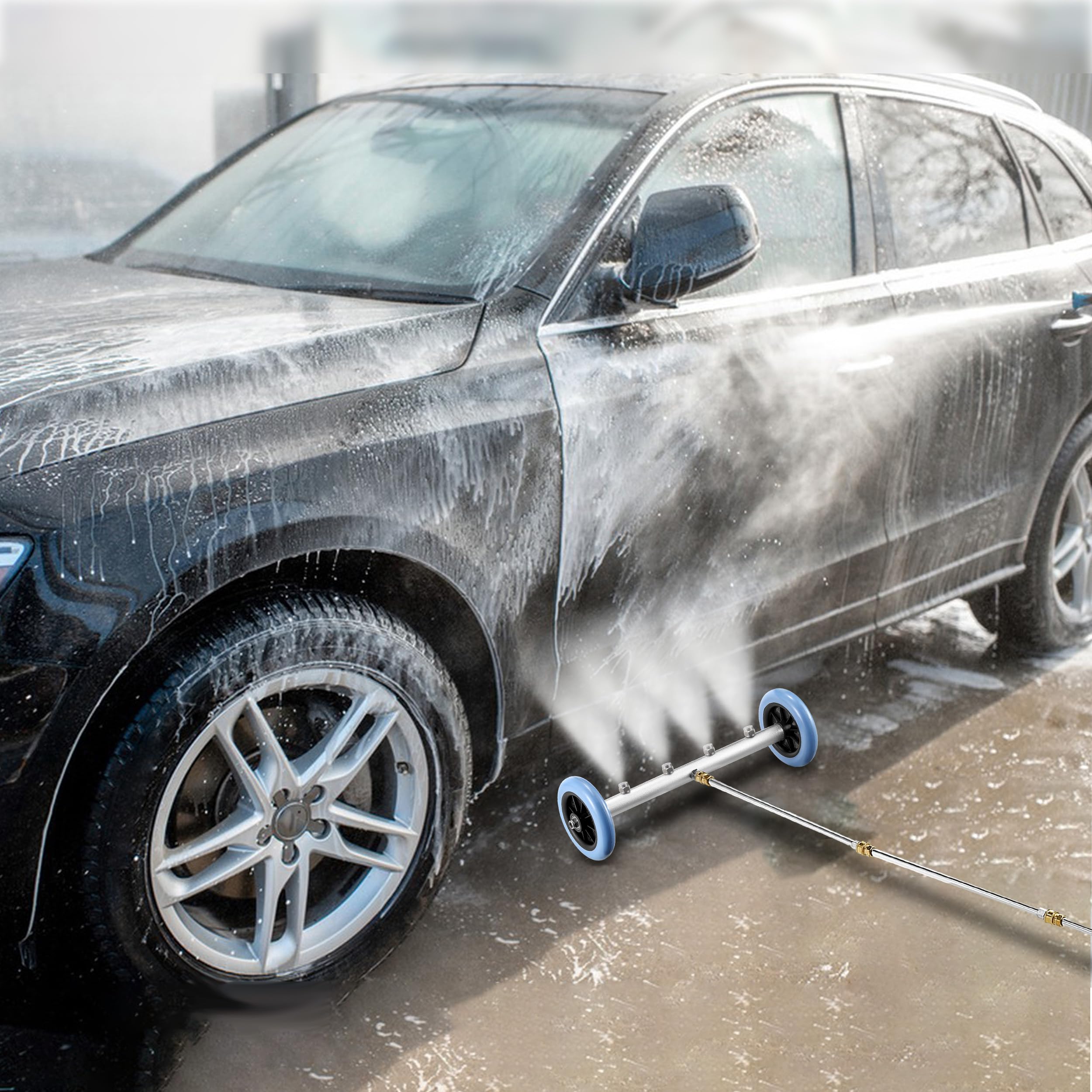 16 Inch RIDGE WASHER Undercarriage Pressure Washer for Cars & Trucks - 4000 PSI High-Power Car Wash Cleaner with 3 Extension Wands - Ideal for Home Garage, Auto Detailing & Fleet Cleaning