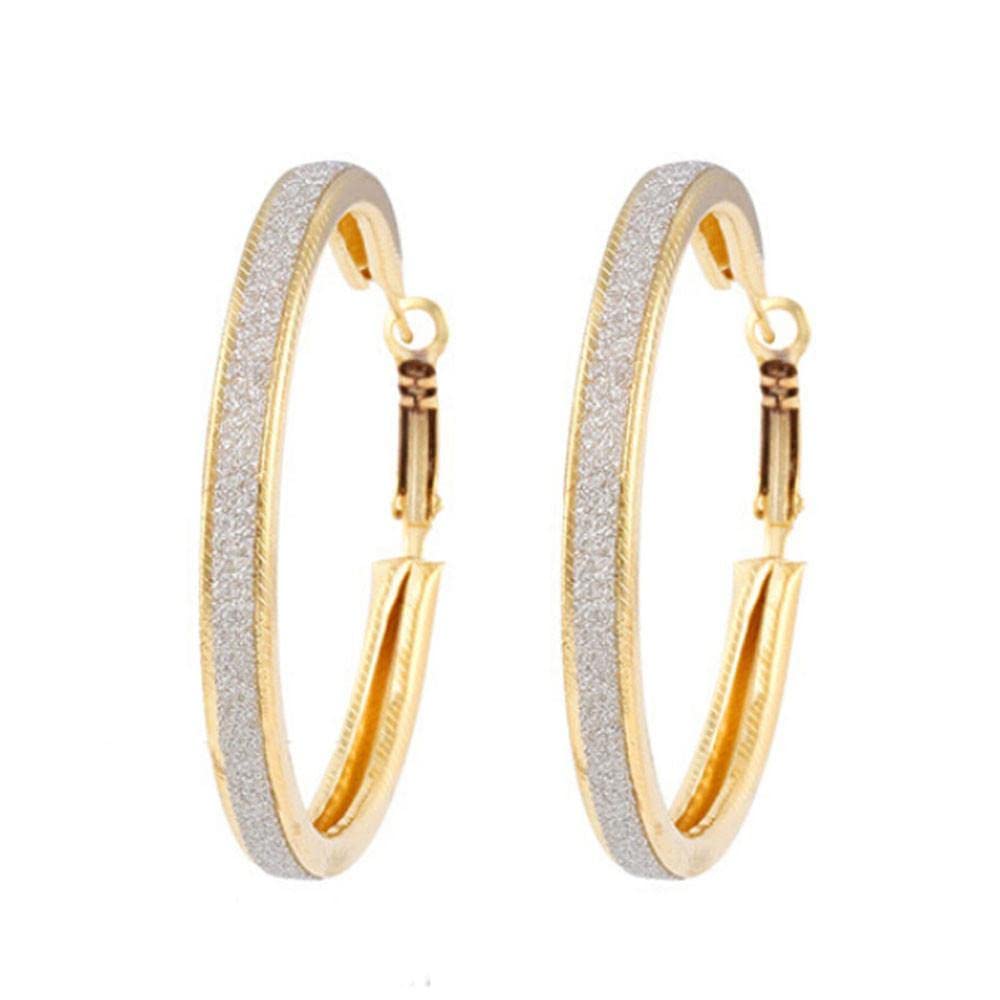 1 Pair Gold Hoop Earrings for Women - Alloy Sandblasted Dangle Drop Earrings - Elegant Jewelry Gift for Birthday, Anniversary & Special Occasions (One Size) - Perfect for Parties, Weddings & Everyday Wear