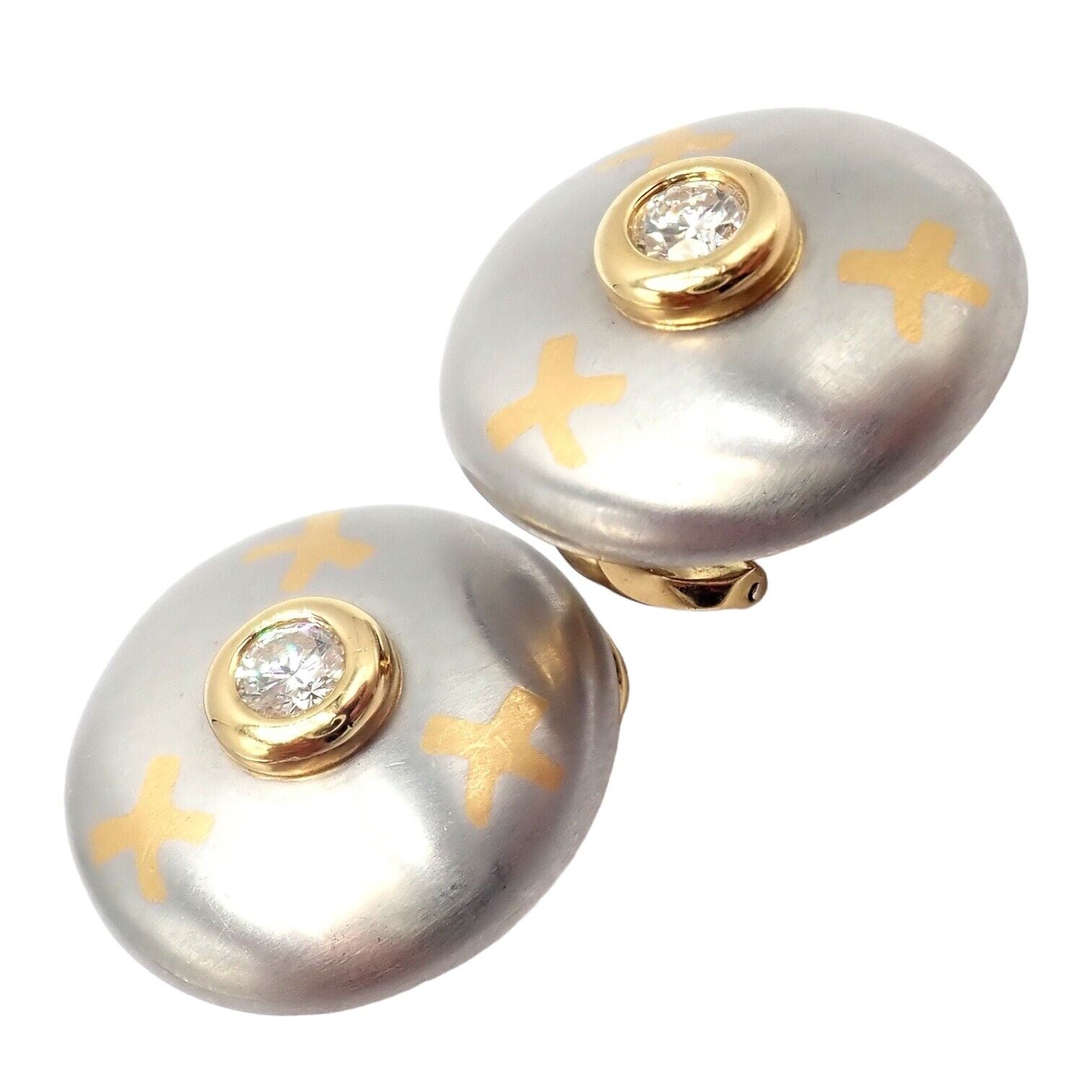 Authentic Tiffany & Co Platinum & 18k Yellow Gold Picasso Diamond X Earrings - Luxury Jewelry for Weddings, Anniversaries & Special Occasions