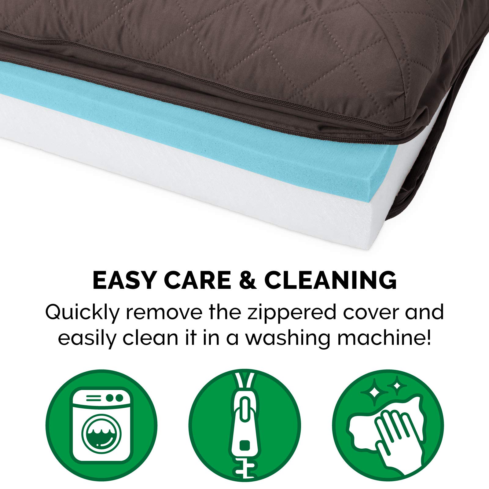 Furhaven Cooling Gel Dog Bed for Large Dogs up to 95 lbs - Removable Bolsters & Machine Washable Cover - Quilted Sofa Style in Coffee Color (Jumbo/XL) - Perfect for Hot Weather & Arthritis Relief