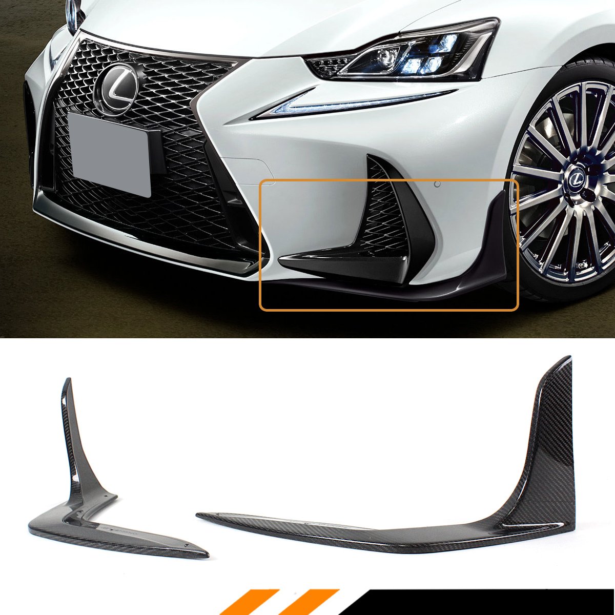 Carbon Fiber Front Bumper Splitters for 2017-2019 Lexus IS200T IS350 IS300 F Sport - Aggressive Styling & Enhanced Aerodynamics for Street Racing & Car Shows