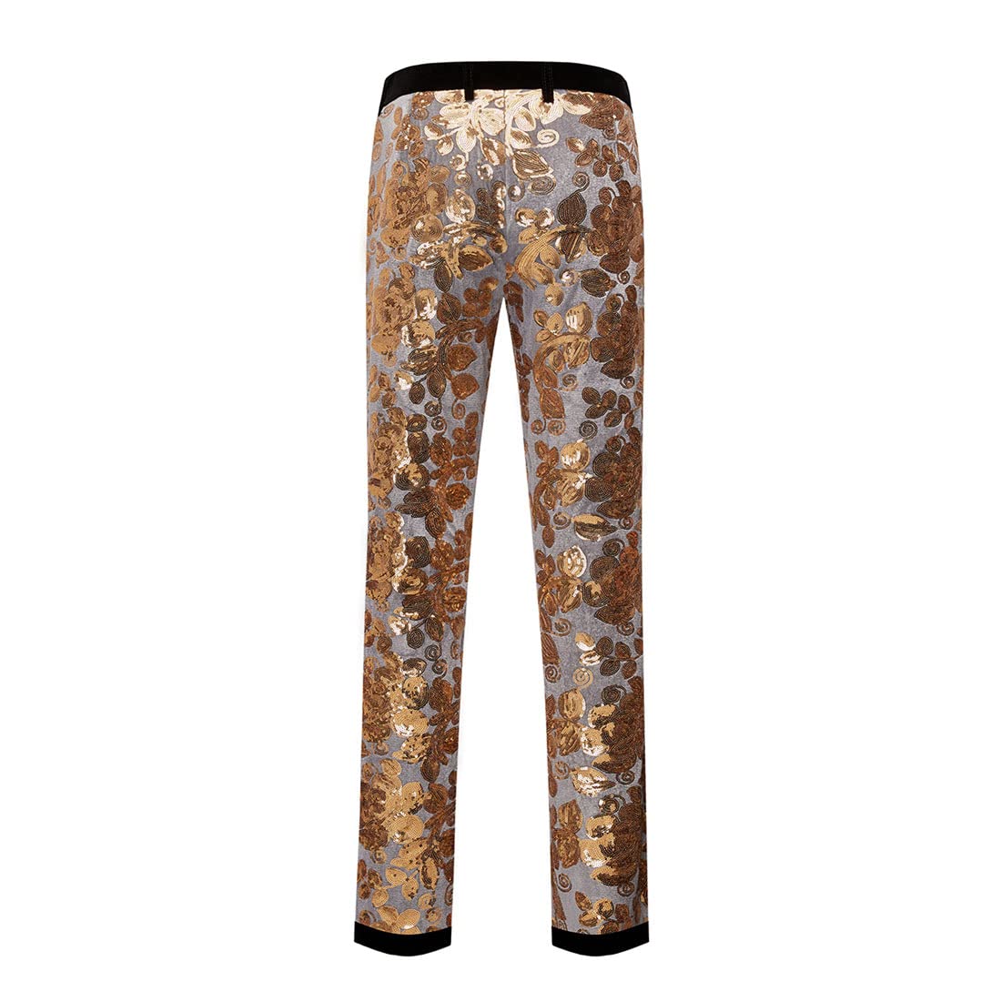 Men's Fashion Floral Glitter Sequin Velvet Pants - Stylish Party & Evening Wear for Holidays & Special Occasions