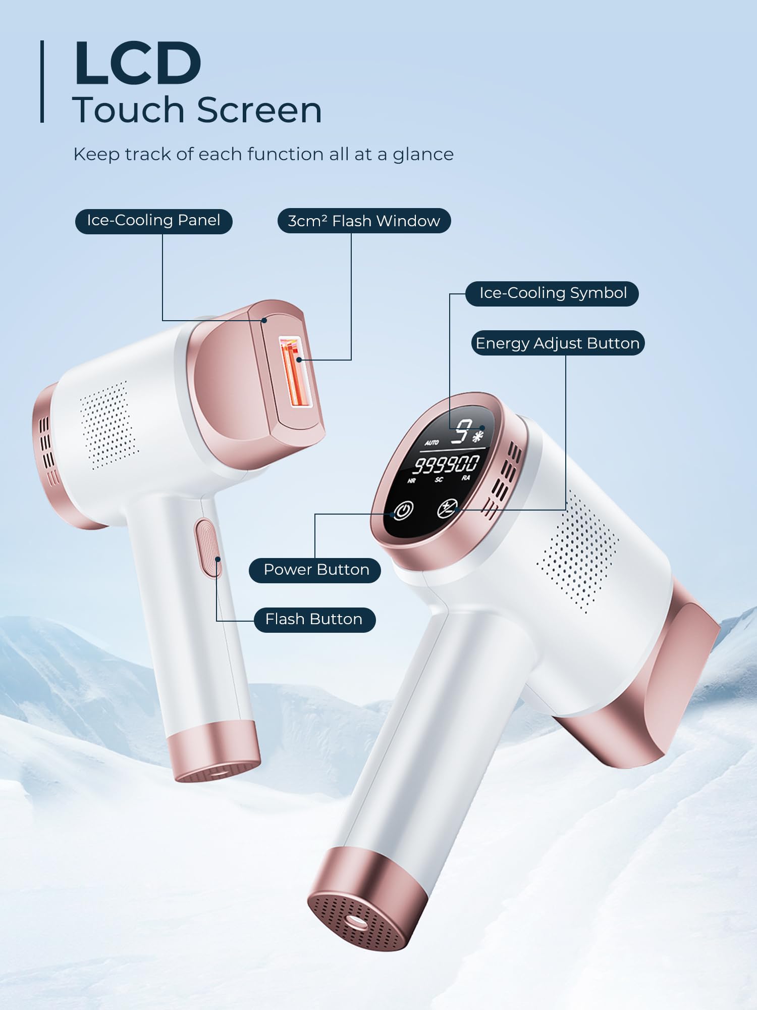IPL Laser Hair Removal Device for Women & Men - At-Home Permanent Hair Removal with Ice Cooling System, 999,999 Flashes for Painless Full Body Hair Removal | Perfect for Legs, Bikini Line, Underarms & Facial Hair at Home