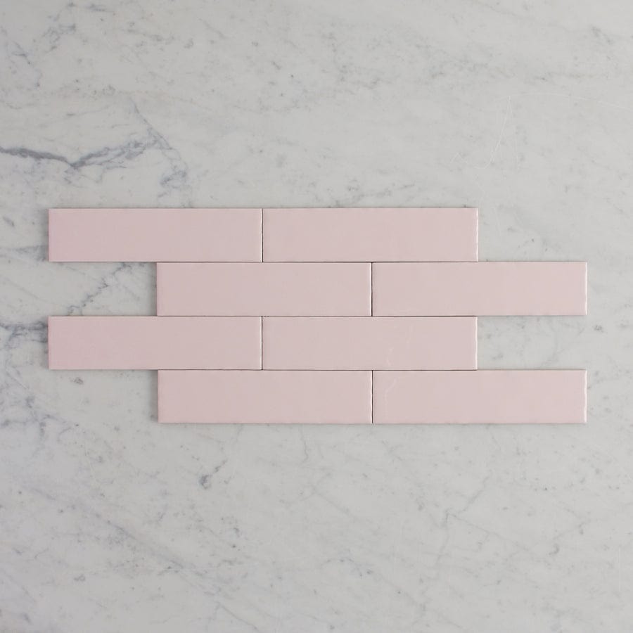 Newport Gloss Mini Subway Baby Pink Ceramic Tile - Perfect for Kitchen Backsplash, Bathroom Walls & DIY Home Decor Projects