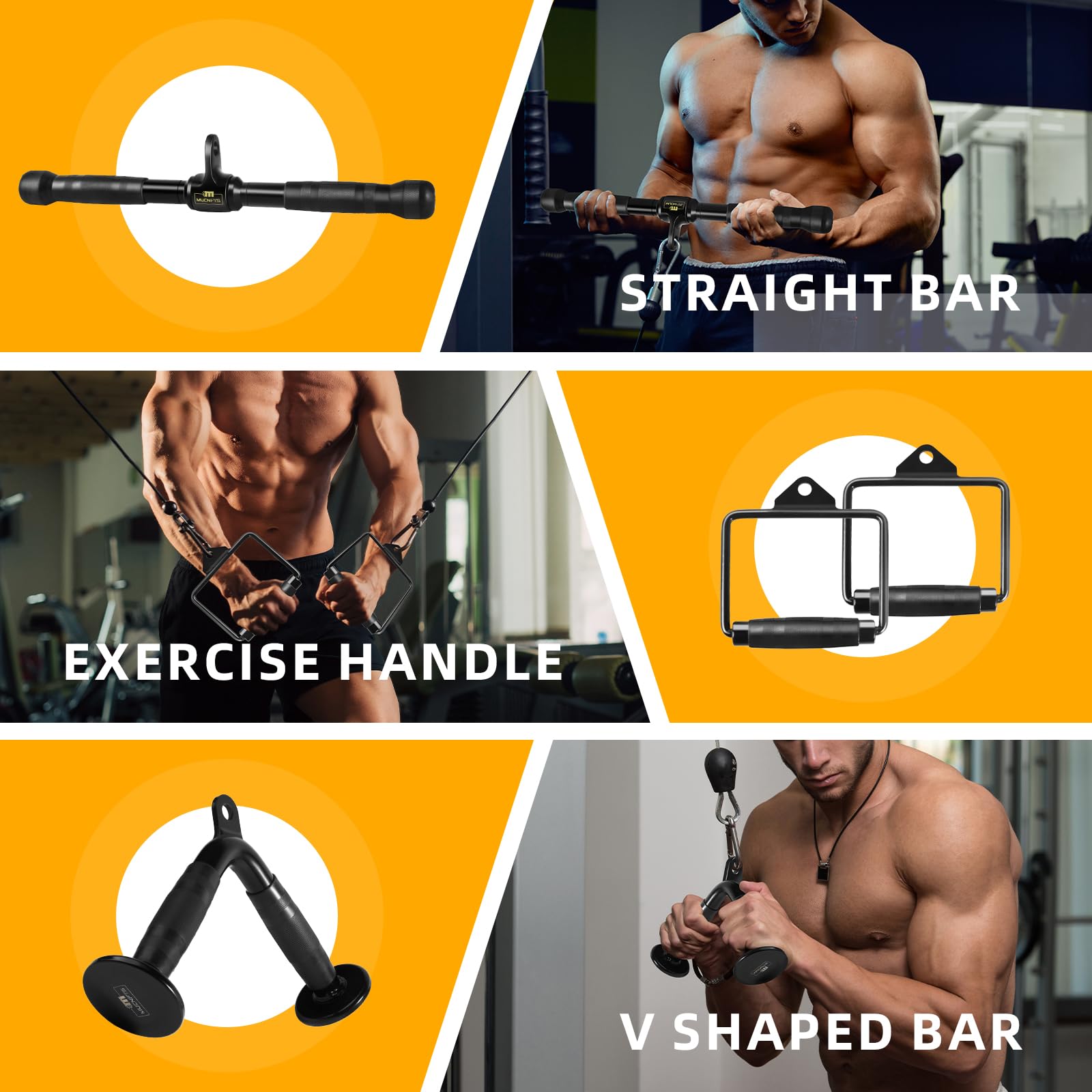 Durable LAT Pulldown & Tricep Pull Down Attachments for Home Gym Equipment | Heavy-Duty Cable Machine Accessories | Perfect for Strength Training & Muscle Building Workouts