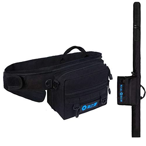 Multi-Functional Fishing Bags - Portable Waterproof Fishing Rod Case with Zippered Tackle Storage - Outdoor Waist Pack for Lures & Gear - Perfect for Fly Fishing, Bass Fishing & Camping Trips