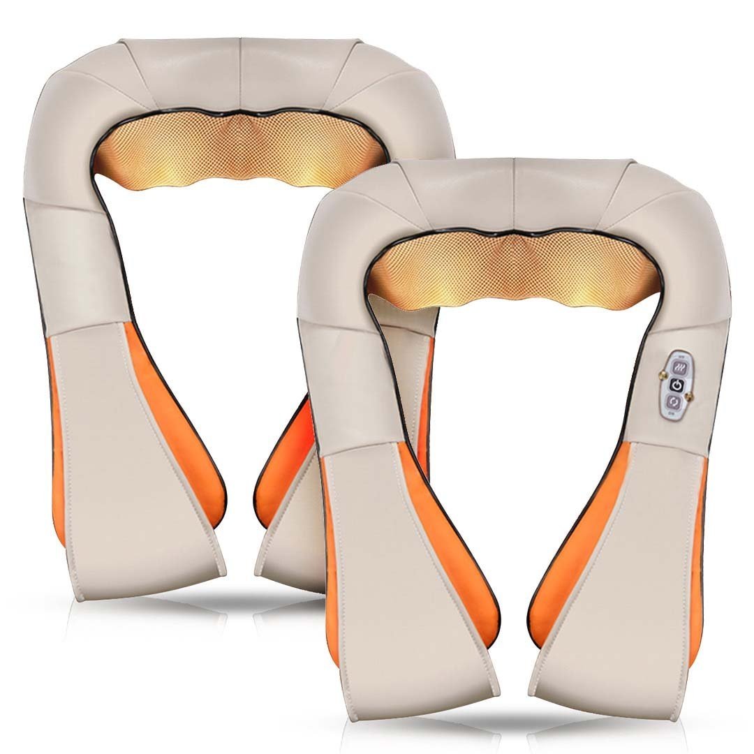 2X Electric Kneading Massager with Heat for Neck, Shoulder, Arm & Body - Relieve Pain & Stress at Home, Office or Travel