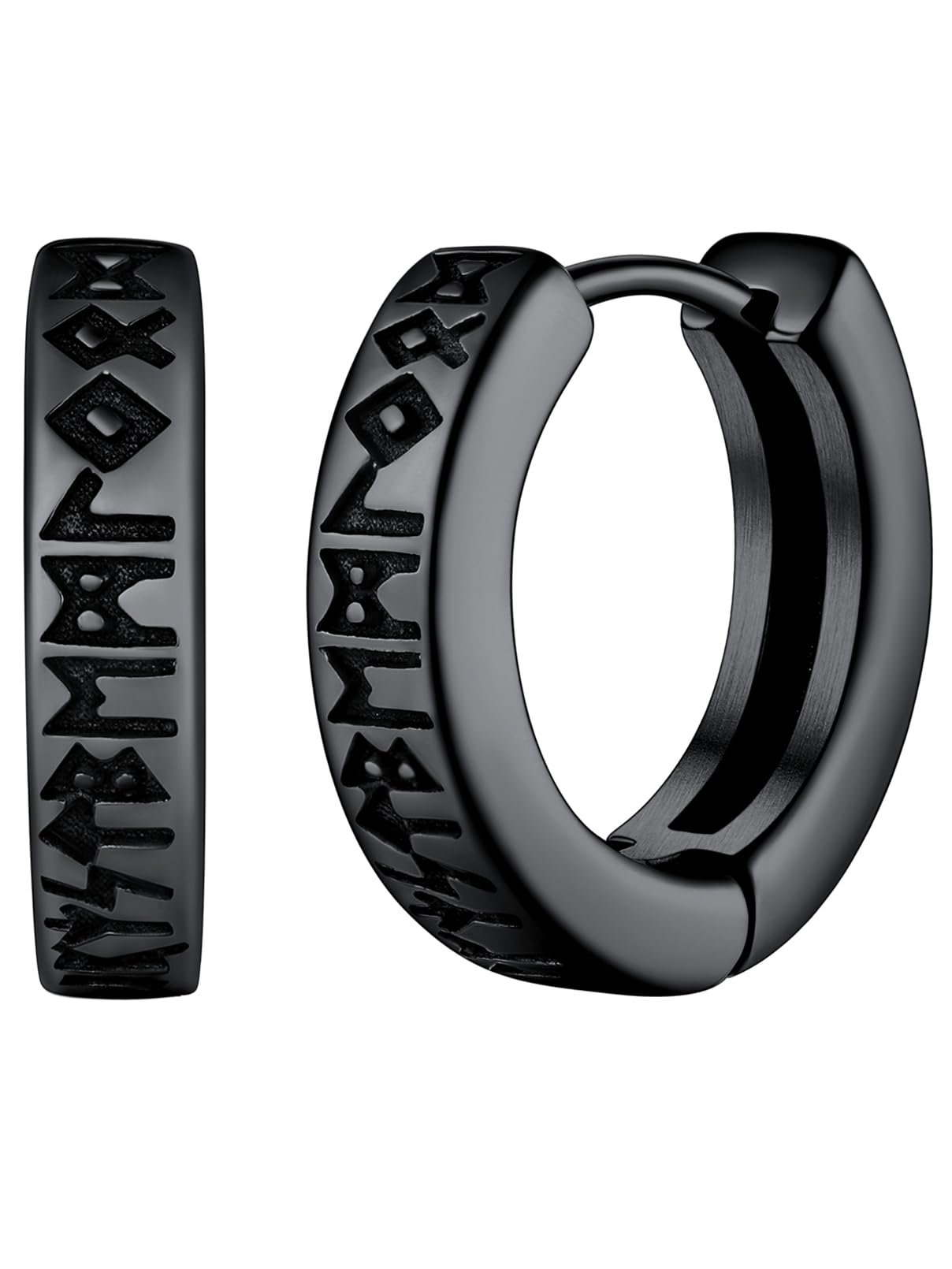 FaithHeart Viking Hoop Earrings for Men & Women - Norse Runes Vintage Style Stainless Steel/Gold/Black Hoop Earrings with Gift Box - Perfect for Cosplay, Viking Lovers & Medieval Fashion Enthusiasts