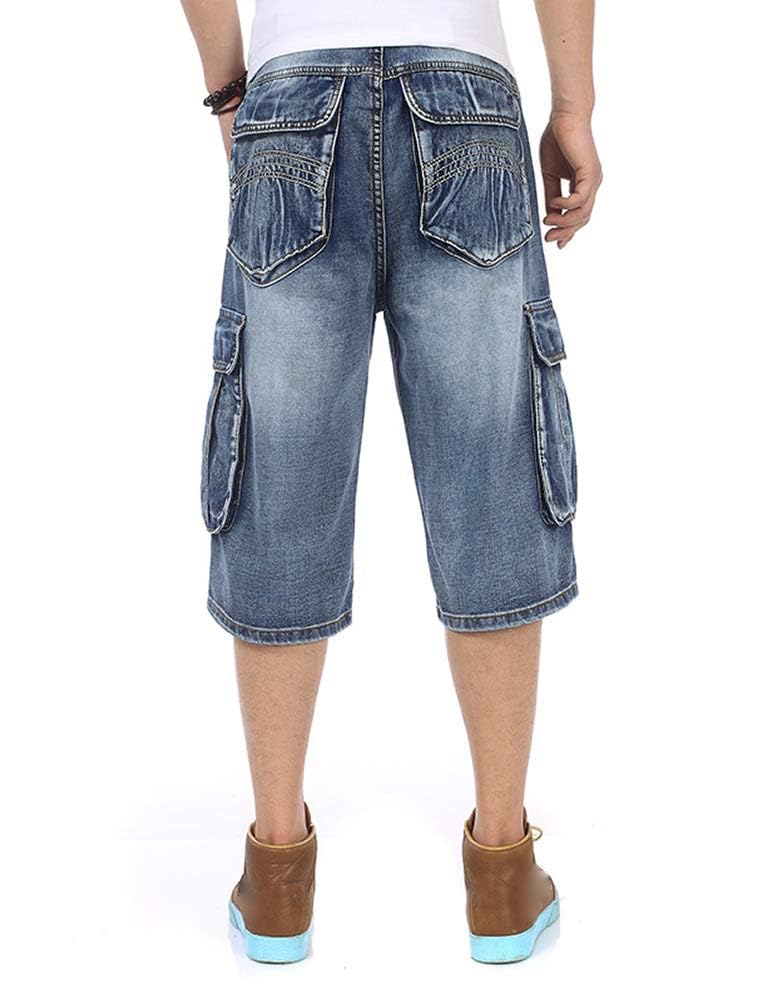 IDEALSANXUN Men's Baggy Jean Shorts - Loose Fit Denim Jorts for Casual Wear | Perfect for Summer, Beach, and Street Style