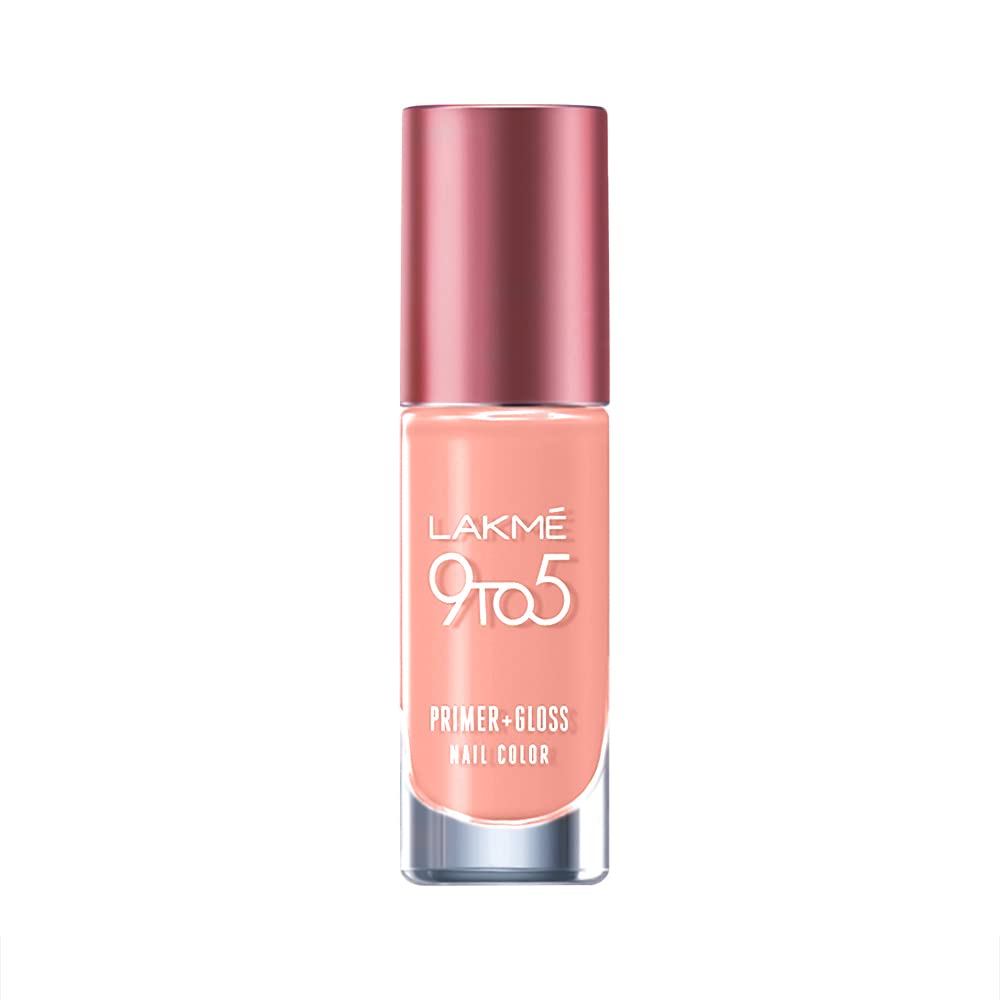 LAKMÉ 9To5 P+G Glossy Finish Nail Polish in Peach - 6ml Long-Lasting Nail Candy for Work & Everyday Wear | Perfect for Office, Parties & Special Occasions
