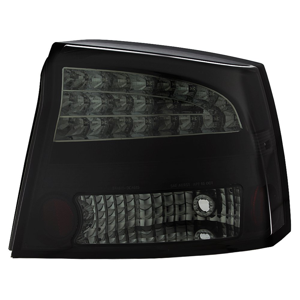 AKKON Smoked Black LED Tail Lights Replacement for 2006-2008 Dodge Charger LX - Left & Right Brake Lamps - Enhanced Visibility & Style for Night Driving and Car Customization