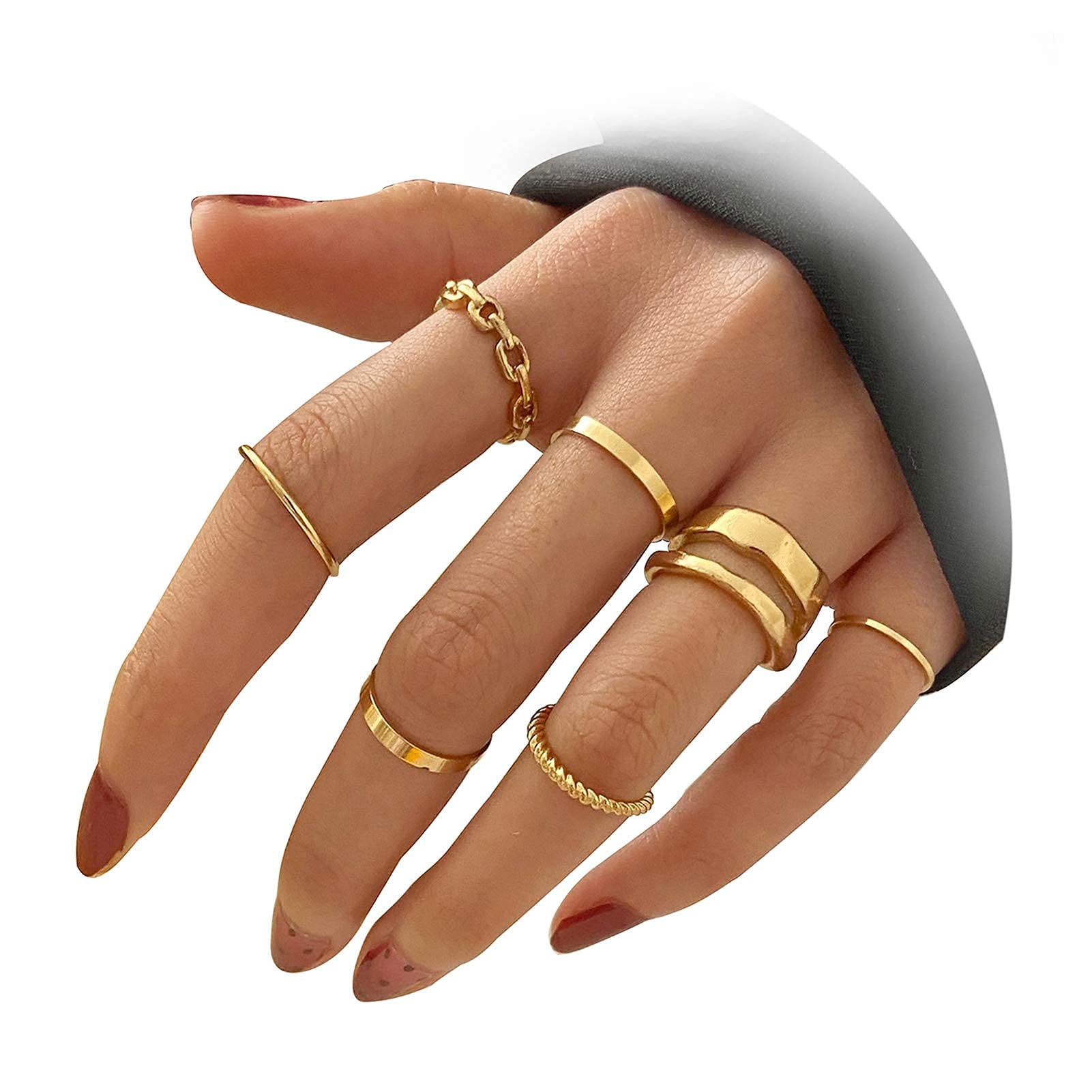 Vintage Silver & Gold Punk Knuckle Rings Set for Men & Women - Gothic Open Finger Rings for Punk Rock Fashion & Everyday Wear