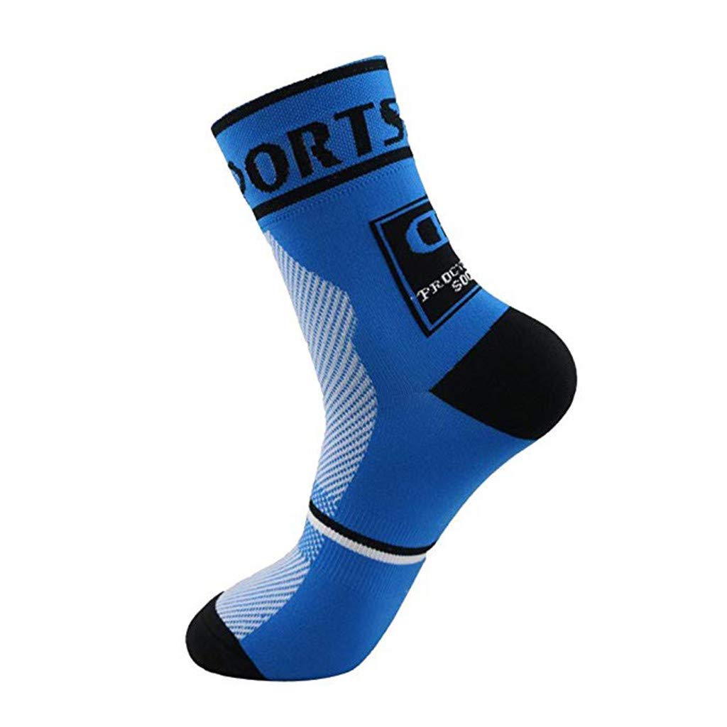 Breathable Men's Sports Compression Socks - Moisture-Wicking Short Socks for Running, Cycling & Workouts - Comfortable & Supportive (Blue, One Size) - Perfect for Gym, Marathon & Daily Active Wear