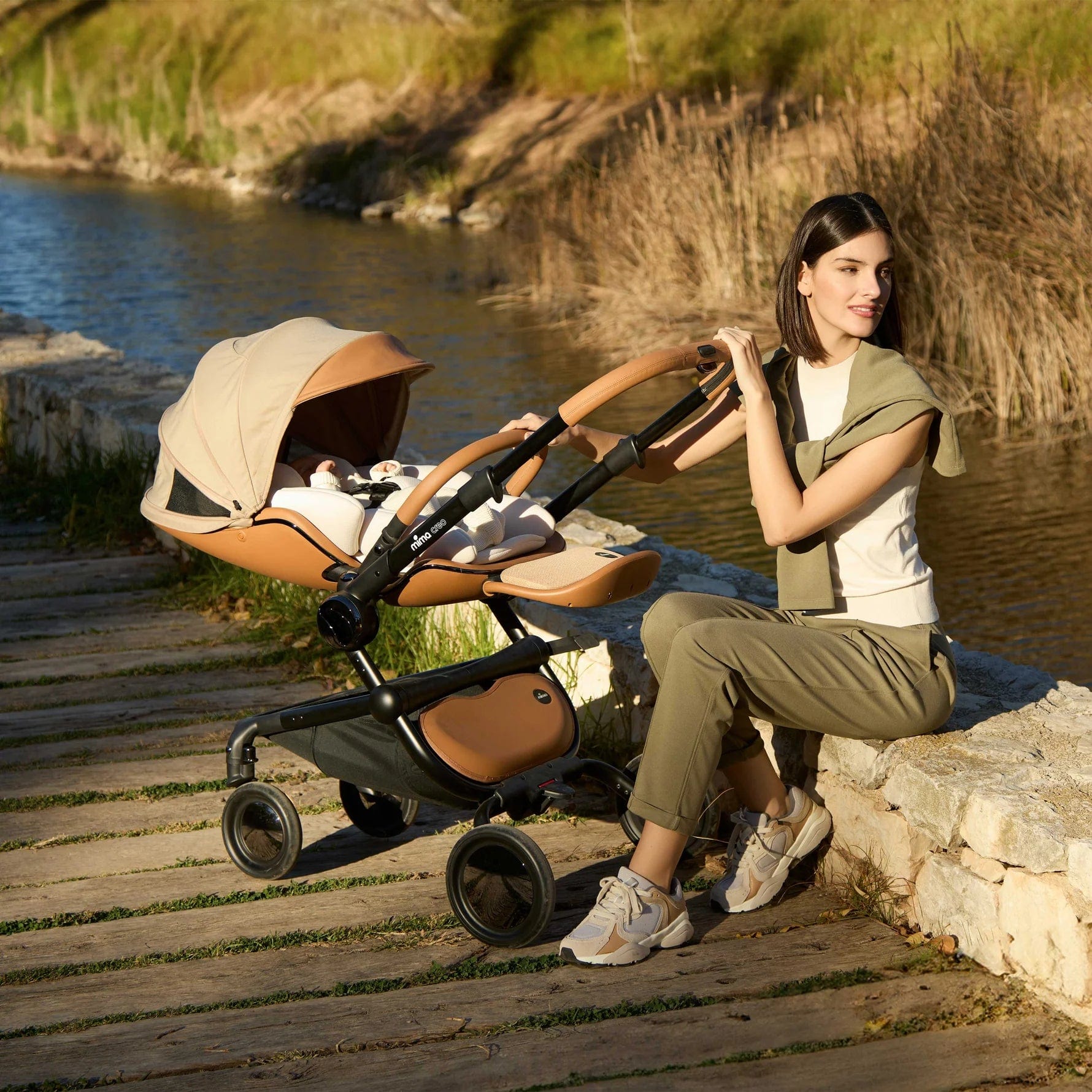 Mima Creo Newborn Baby Carrier - Soft & Comfortable Infant Snuggle Wrap in Beige | Perfect for Babywearing, Nursing & Bonding with Your Newborn