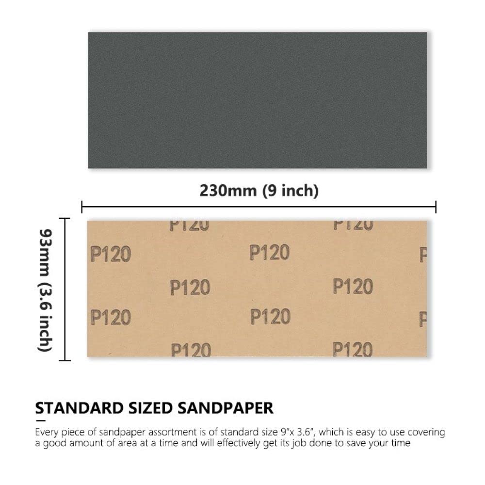 75-Piece Waterproof Wet/Dry Sandpaper Set - 120 to 5000 Grit for Wood, Metal & Auto Polishing - 230x93mm Abrasive Sanding Paper for DIY, Crafts & Automotive Refinishing
