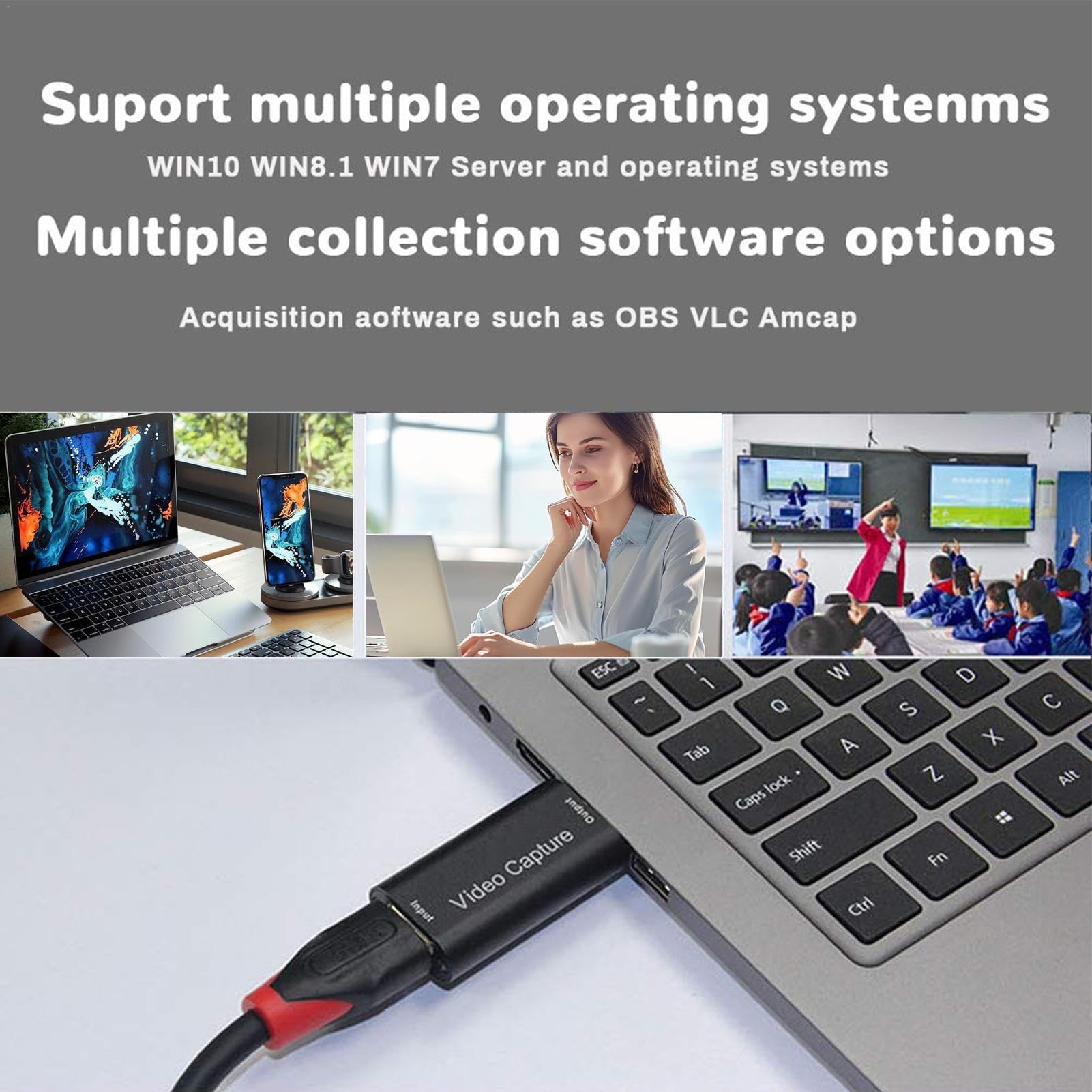 SVCEQZE 4K Video Capture Card - No Signal Loss HDMI Audio Recorder for Live Streaming, Gaming, Recording & Podcasting - Compatible with PC, Mac, PS5, Xbox & Nintendo Switch