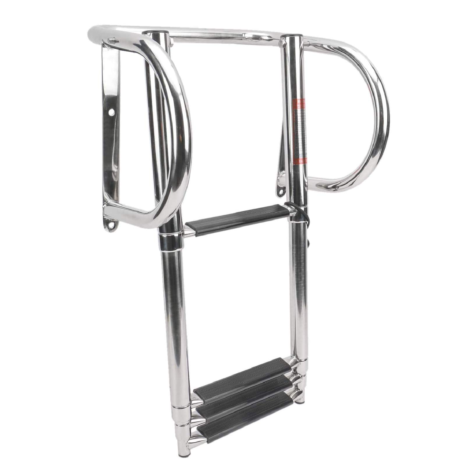 NovelBee 4-Step Telescoping Stainless Steel Boat Ladder - Folding Marine Ladder for Inboard Boats, Yachts, Docks & Swimming Pools | Heavy-Duty Waterproof Design for Easy Boarding & Water Access