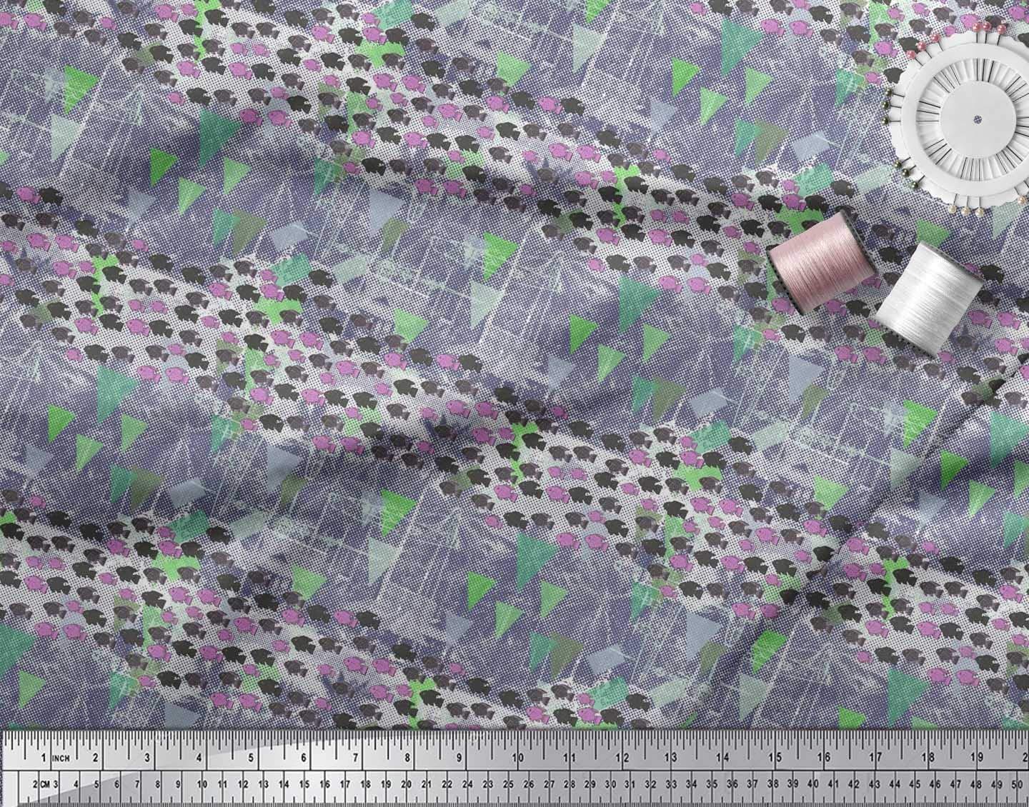 Soimoi Moss Georgette Brown Fabric by The Yard - 42 Inch Wide Geometric Nautical Print Fabric with Triangle & Fish Ocean Patterns - Perfect for DIY Dresses, Curtains, and Home Decor Projects
