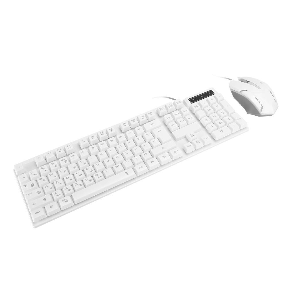 ADITAM USB Wired Keyboard and Mouse Combo - LED Backlit Mechanical Gaming Keyboard with Ergonomic Design, Plug and Play for PC, Laptop, Office & Gaming (White) - Perfect for Work, Gaming & Typing Comfort