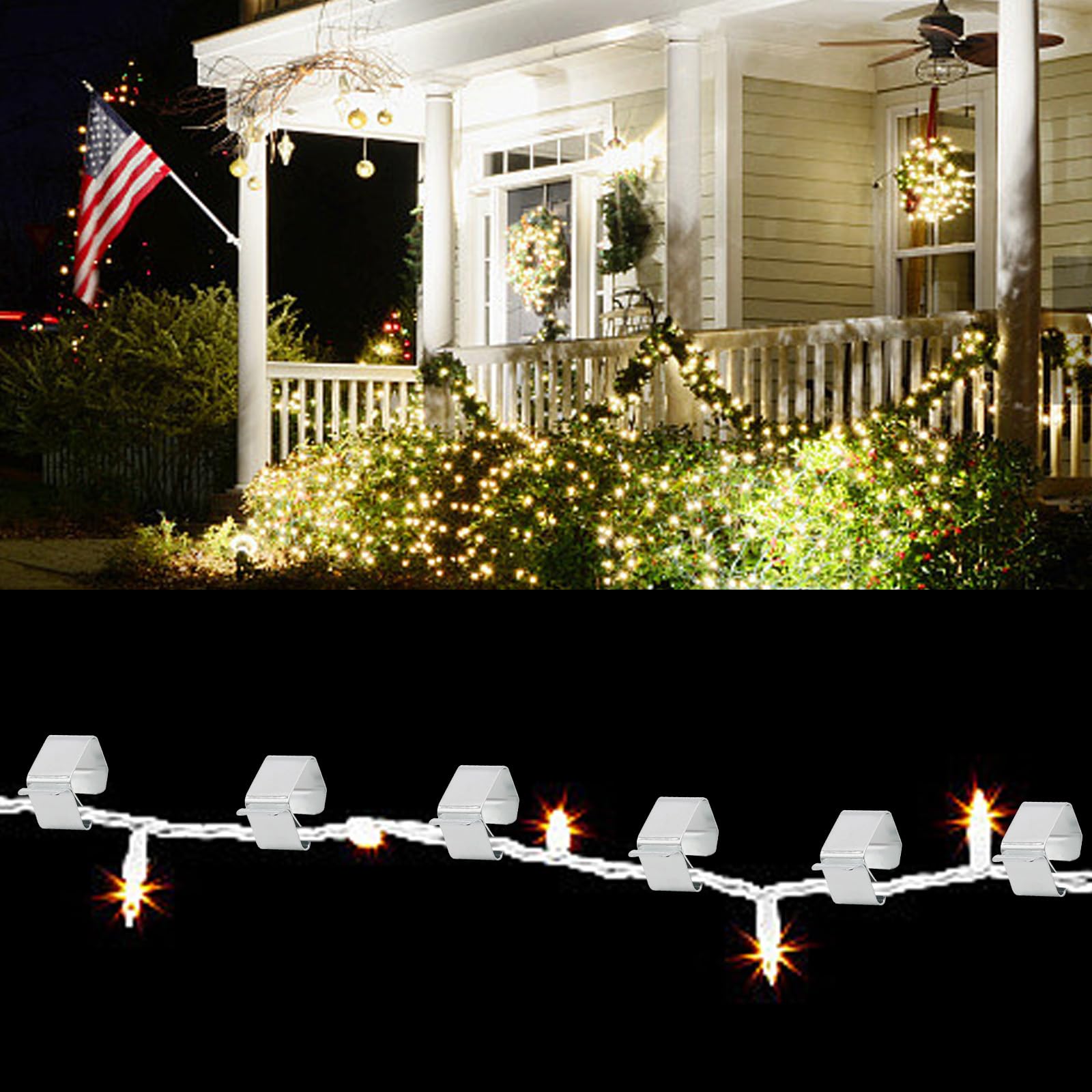 50 PCS Christmas Light Gutter Hooks - 0.8