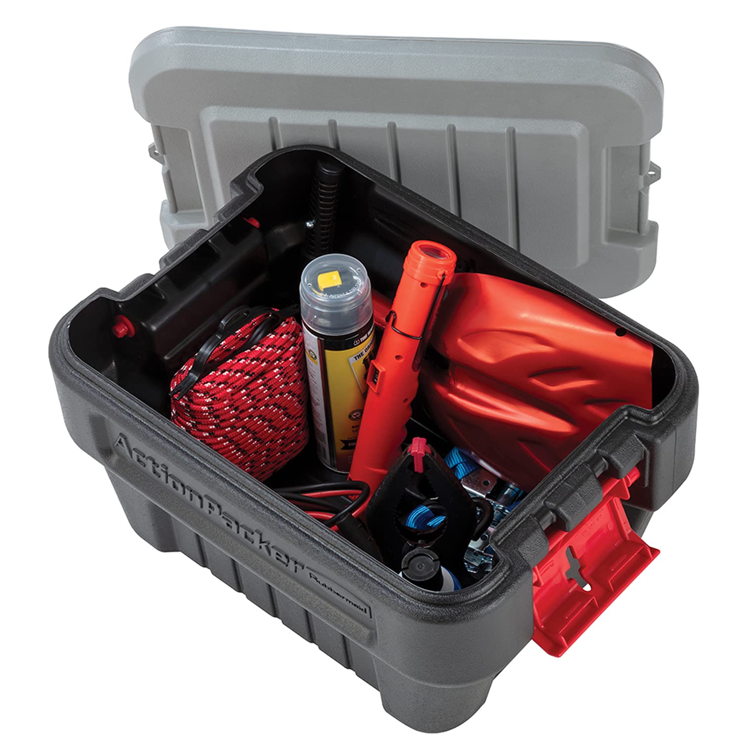 Rubbermaid ActionPacker 48 Gallon Lockable Storage Bin with 8 Gallon Nested Containers - Heavy Duty Industrial Storage Solution for Garage, Workshop & Outdoor Gear Organization
