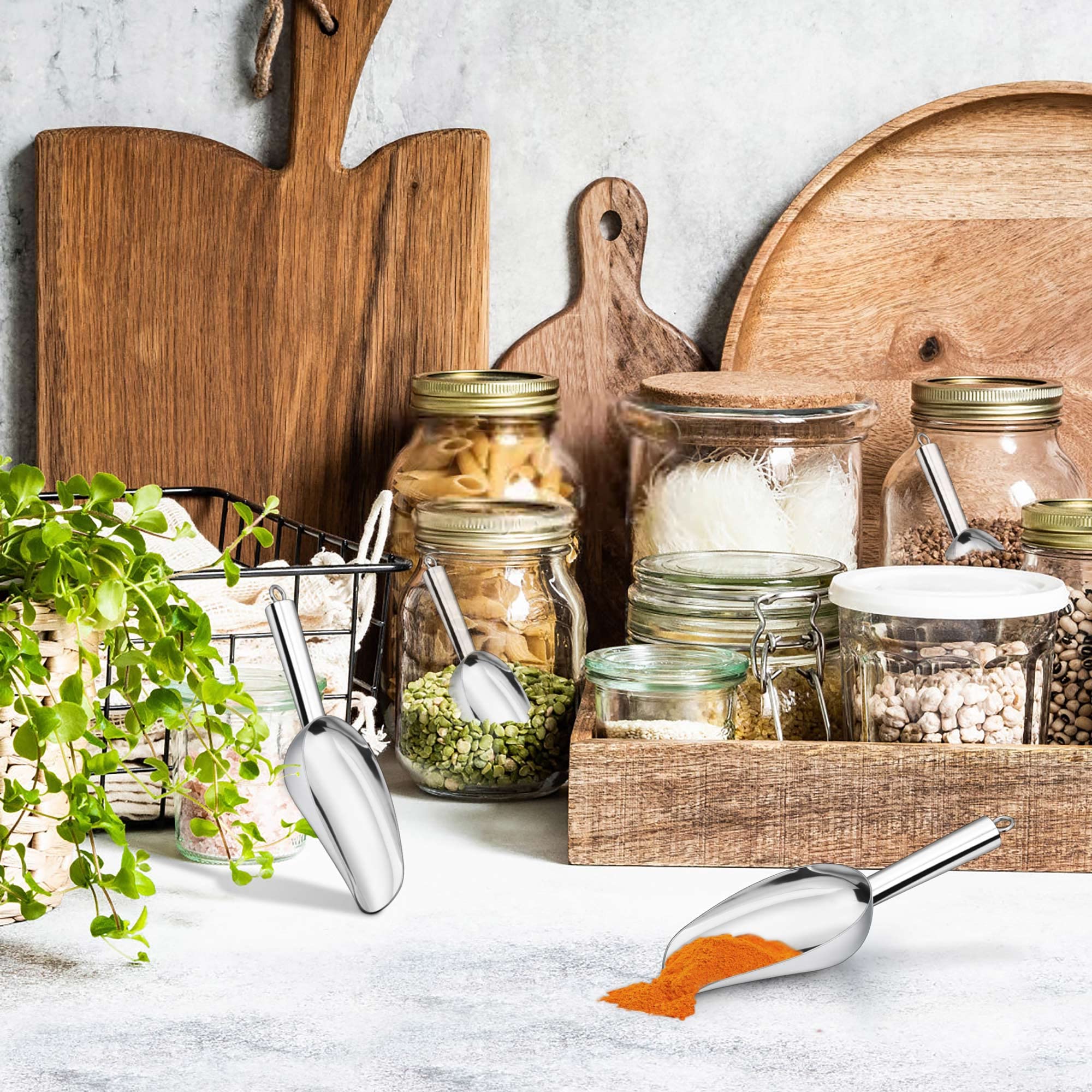 LIANYU Mini Ice Scoop - 3 Ounce Stainless Steel Food Scooper for Containers & Jars - Small Metal Scoop for Kitchen, Bar, Ice Cream & Coffee - Mirror Finish & Dishwasher Safe - Perfect for Serving, Measuring & Portioning