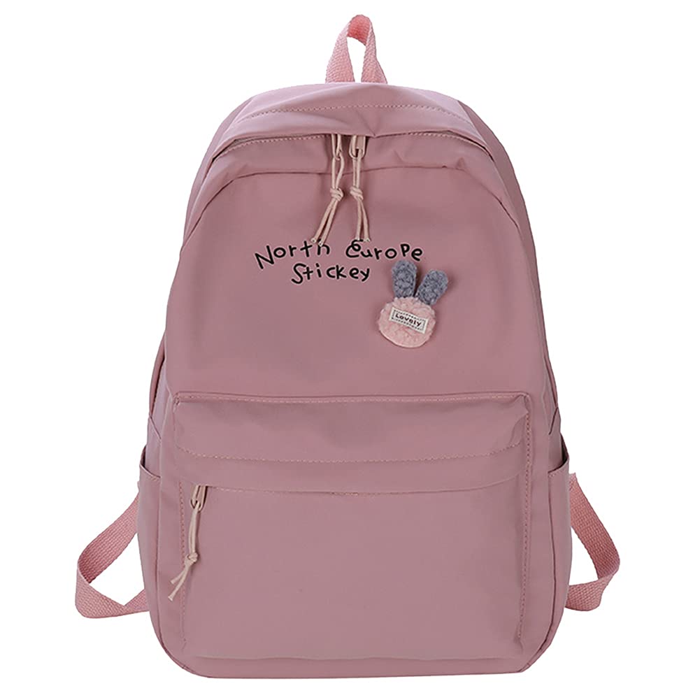 AIZHIYI Women's Preppy Style Letter Print Backpack - Large Casual School Bag for College, Work & Travel (Pink) | Perfect for Students, Office & Daily Commute