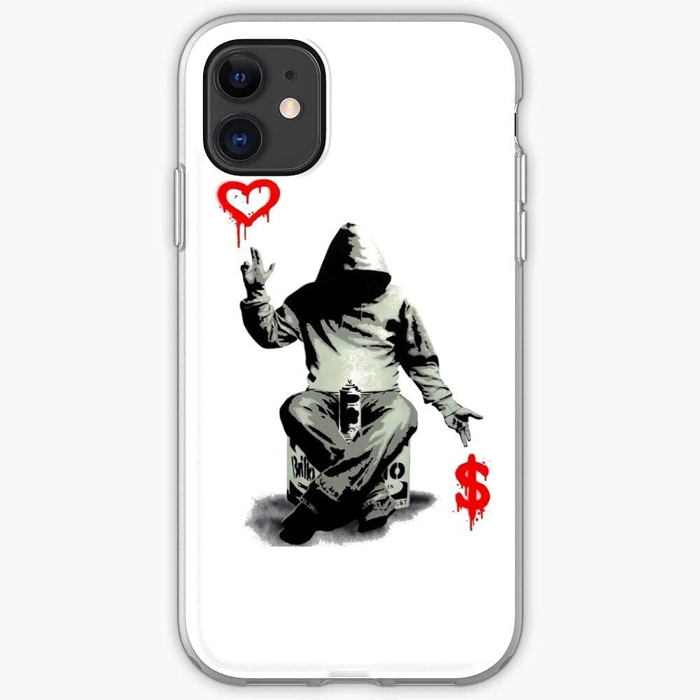 Graffiti Love Bank Sign Dollar Design Phone Case - Compatible with iPhone 13, 12 Pro Max, 11 Pro Max, SE 2020, 6, 6s, 7, 8, 7 Plus, XR, X, XS - Trendy Protective Cover for Everyday Use & Street Style