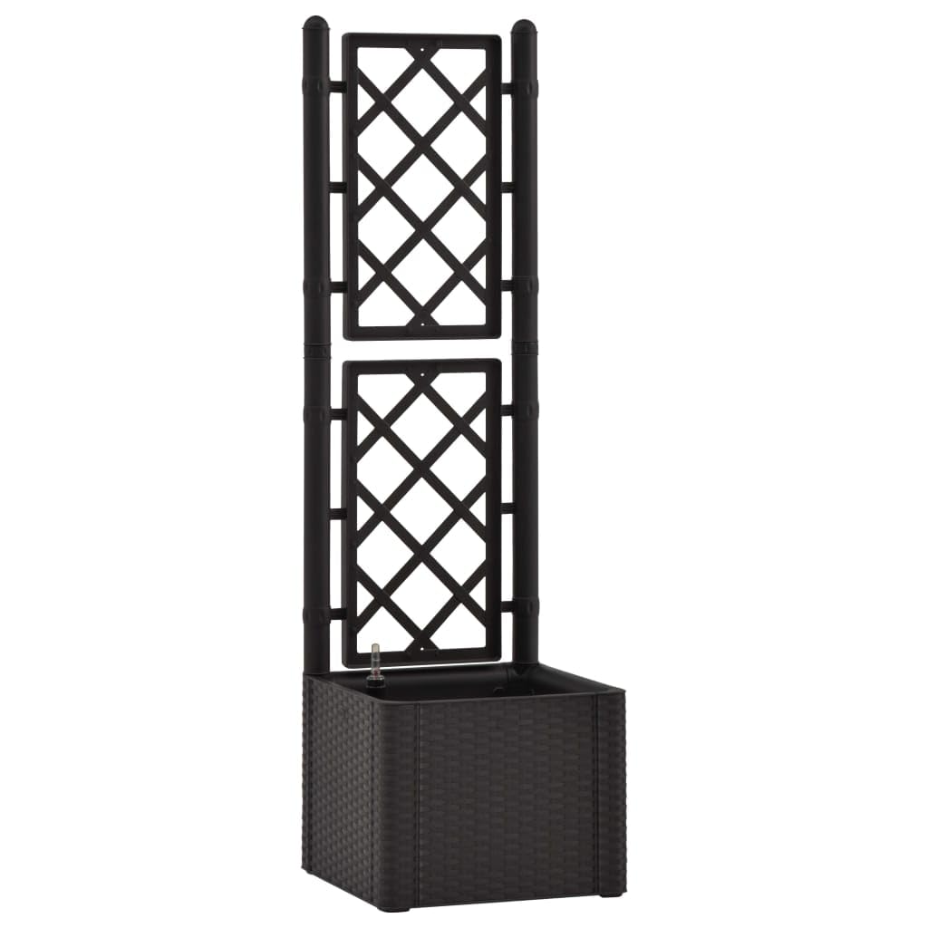 vidaXL Raised Garden Bed with Trellis - Self Watering Planter with Water Level Indicator for Flowers, Vegetables & Plants - Durable PP Material in Anthracite - Perfect for Indoor & Outdoor Gardening, Patio, Balcony & Backyard
