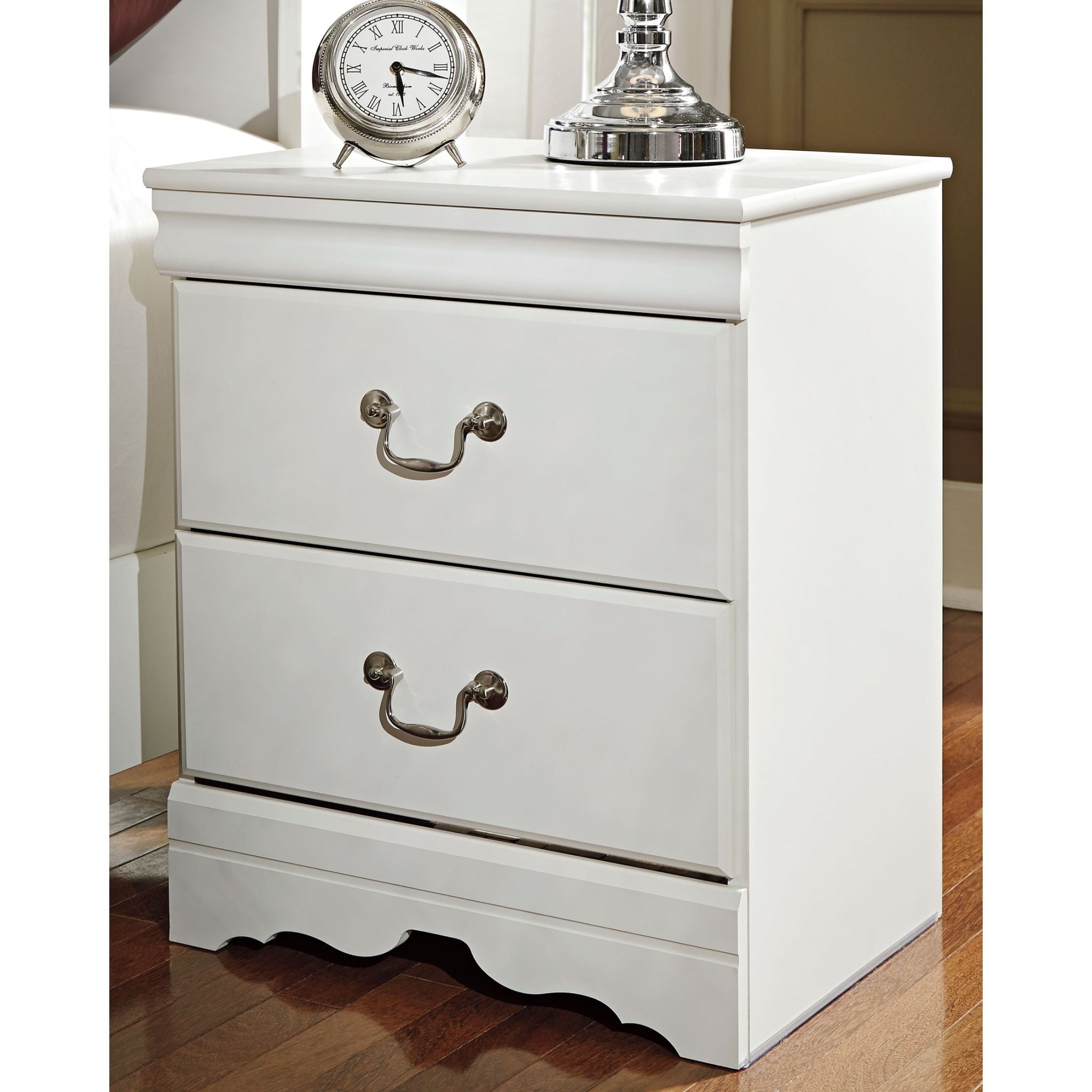 Anarasia White Nightstand - Modern Bedside Table with Storage for Bedroom, Living Room, or Office