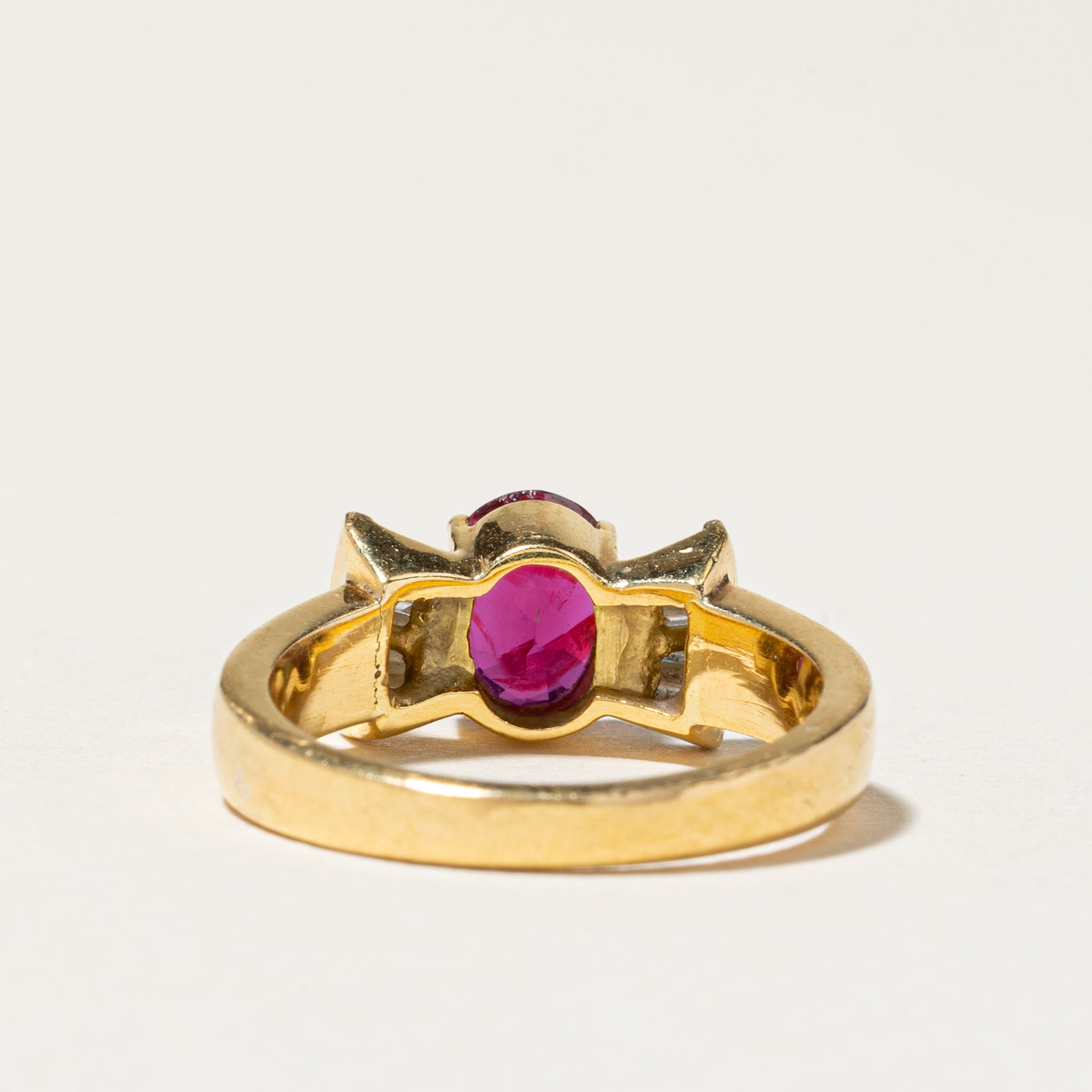18K Yellow Gold Ruby & Diamond Ring - 0.81ct Natural Ruby & 0.33ctw Diamond Engagement Ring - Size 5 - Perfect for Anniversary Gifts & Valentine's Day Jewelry