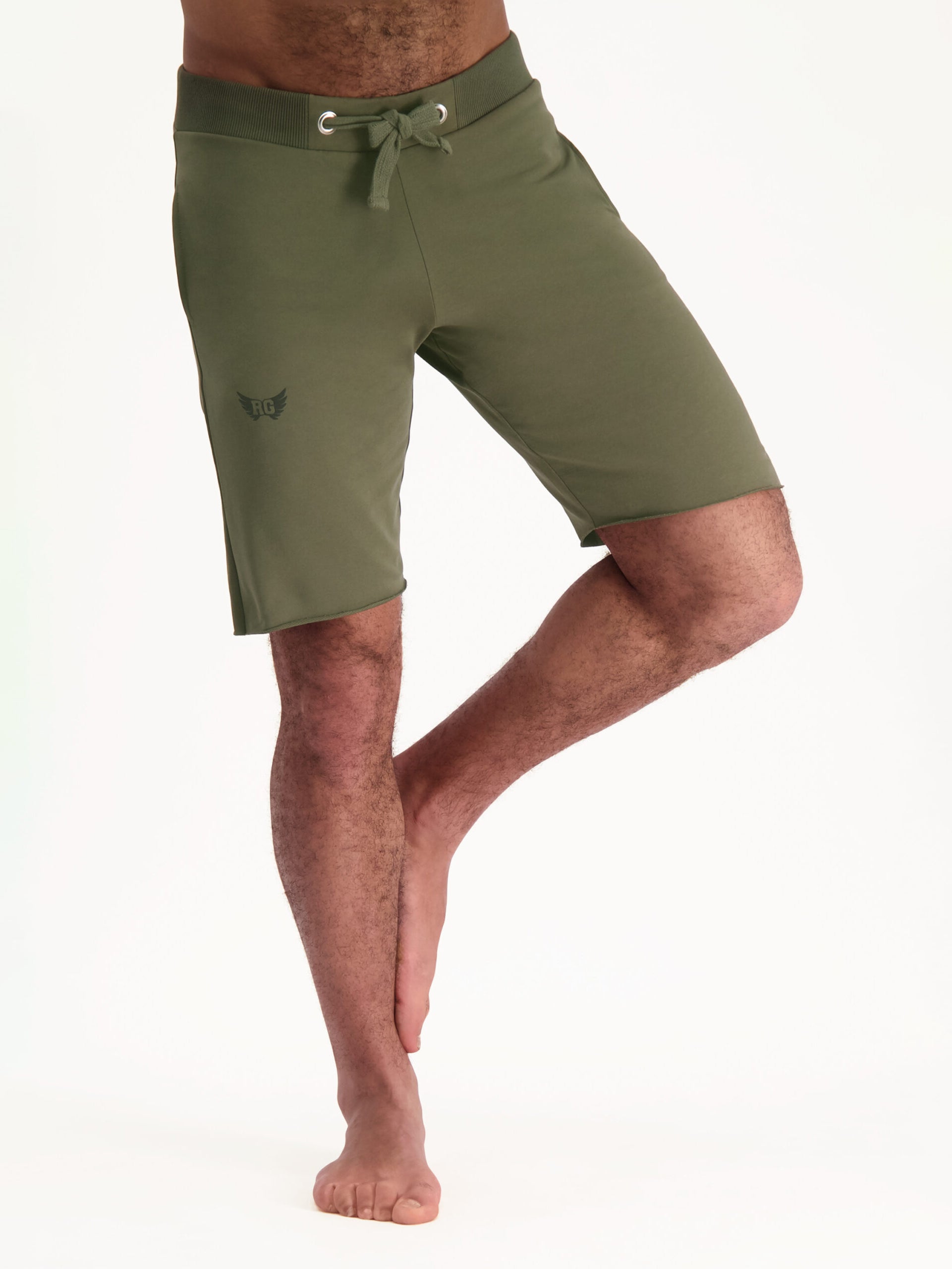 Renegade Guru Bodhi Shorts for Men - Olive Green Hiking & Yoga Shorts for Outdoor Activities & Gym Workouts