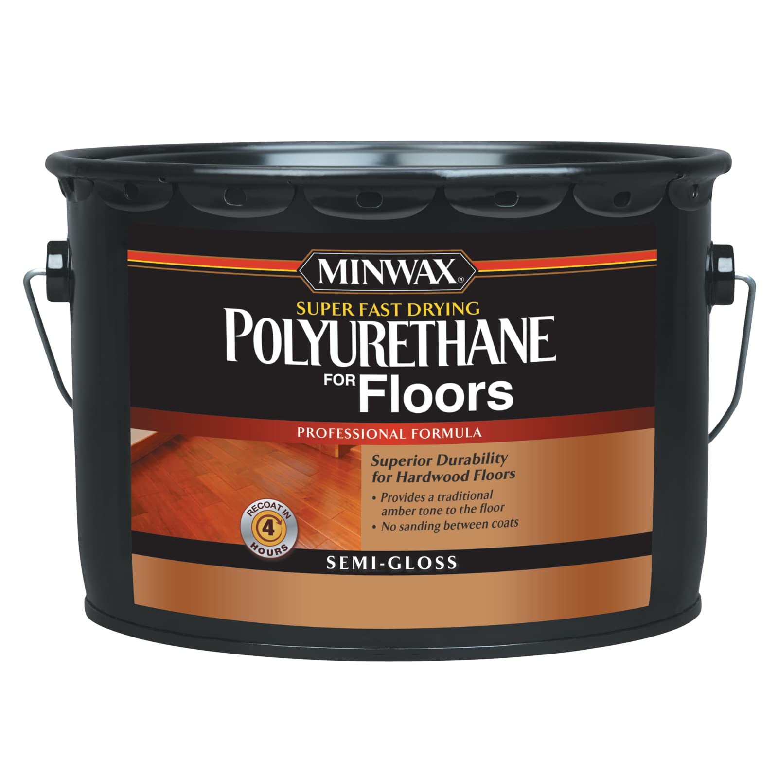 Minwax Super Fast Drying Polyurethane Wood Finish - Clear Gloss Protective Coating, 350 VOC, 2.5 Gallons for Floors, Furniture & Cabinets
