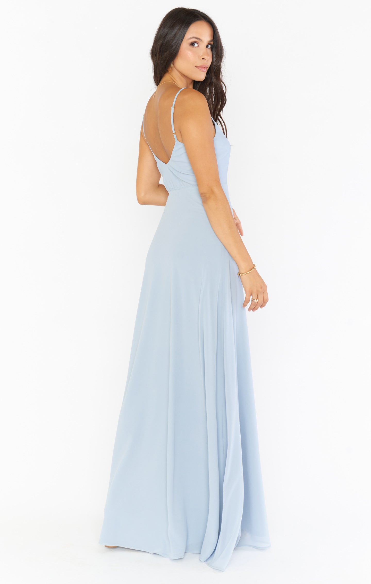 Faith Maxi Dress - Elegant Steel Blue Chiffon Long Dress for Women | Perfect for Weddings, Parties & Summer Outfits