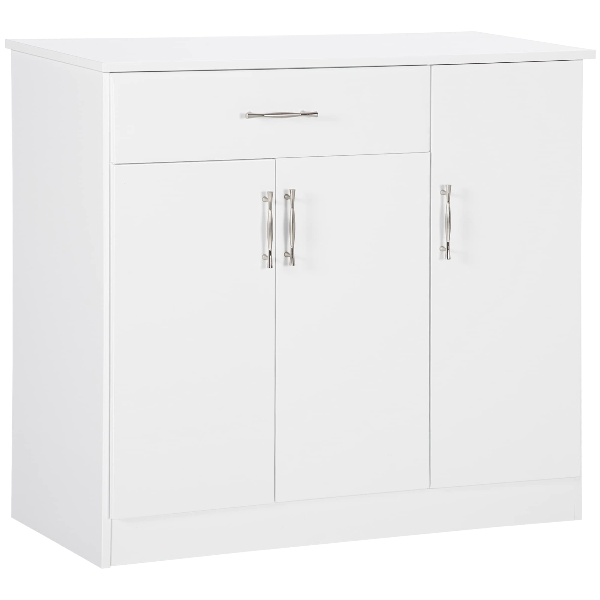HOMCOM White Sideboard Buffet Cabinet with Drawers & Adjustable Shelves - Coffee Bar Cabinet for Kitchen, Living Room & Entryway - Perfect for Storage, Serving & Home Decor