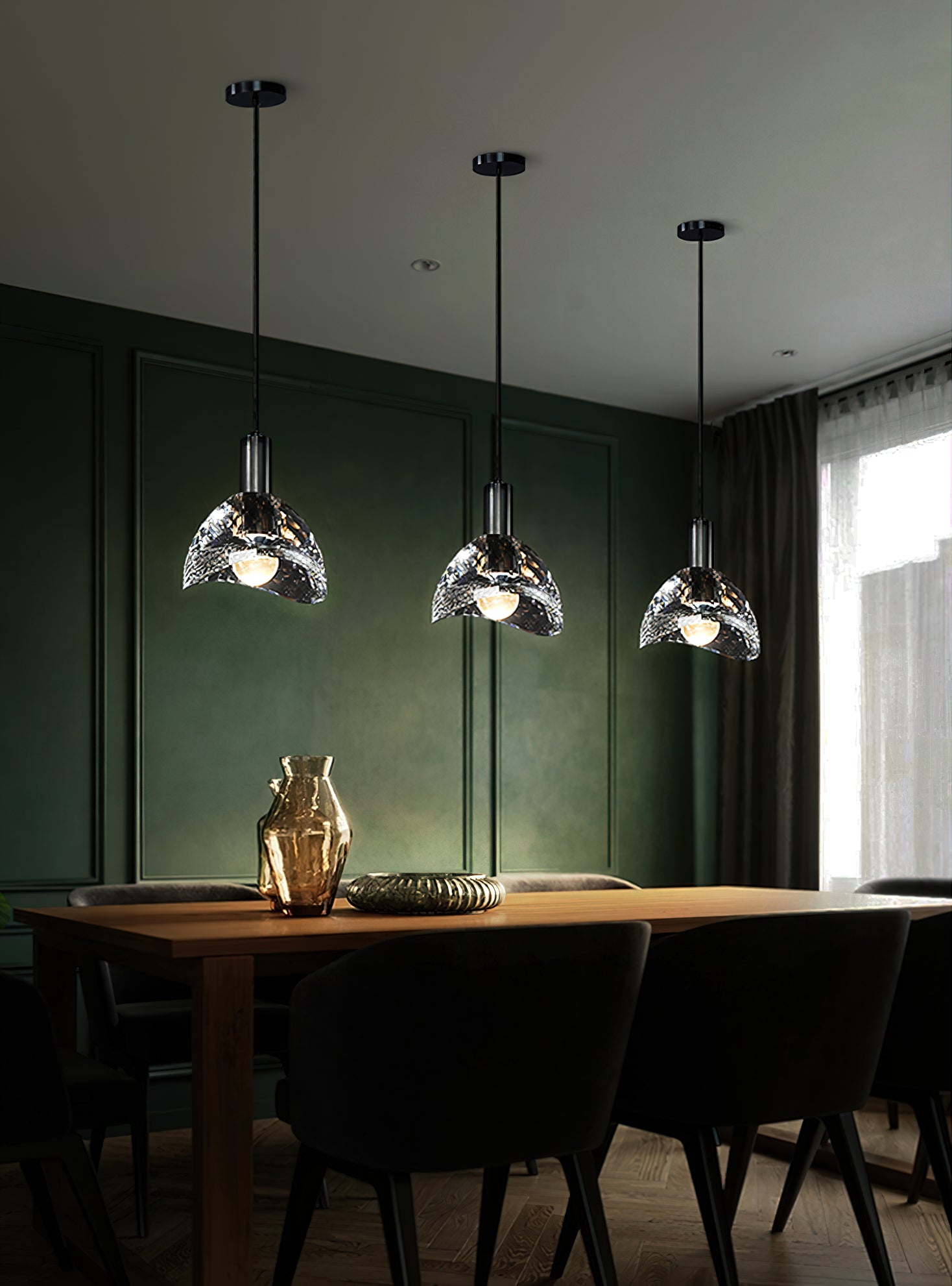 Nordic Crystal Pendant Light - Modern Glass Chandelier for Dining Room, Bedroom & Living Room Decor | Elegant Ceiling Lighting Fixture for Home & Office
