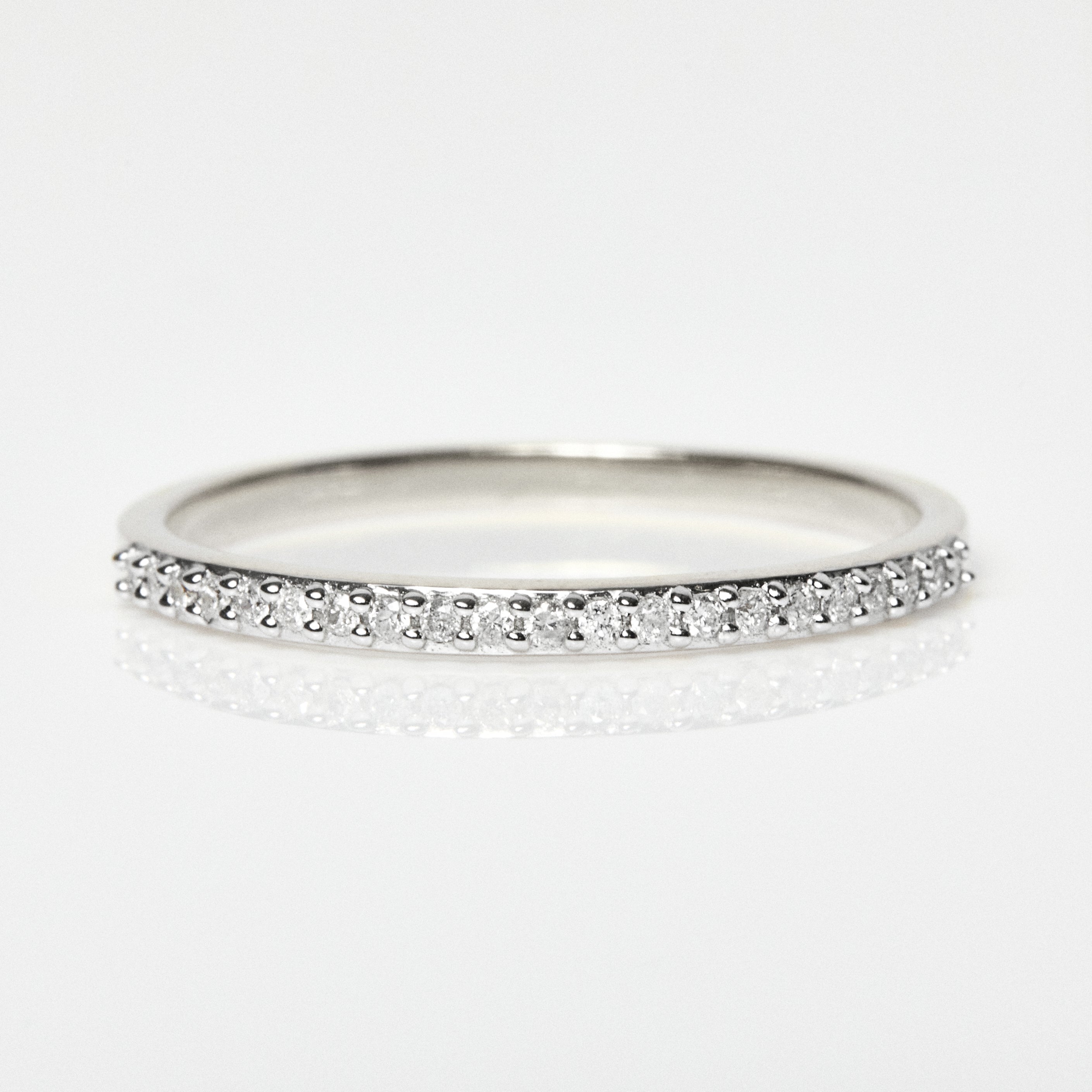 Diamond Pave Eternity Band Ring for Women - 14K White Gold Wedding Anniversary Stackable Bridal Jewelry Gift for Her - Perfect for Engagement, Proposal, and Special Occasions