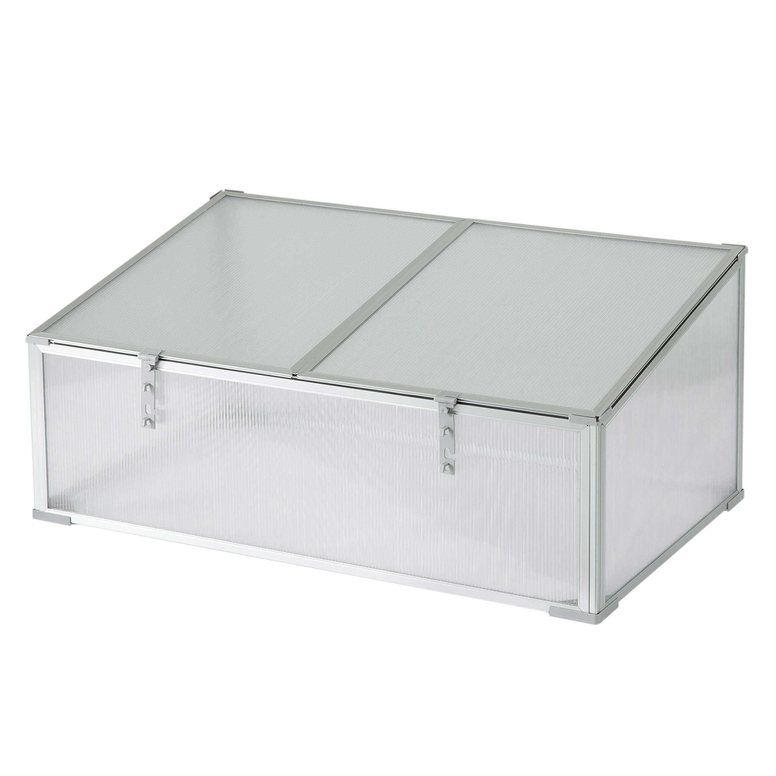 Portable Aluminum Cold Frame Greenhouse - Bottomless Flower Box & Plant Protector with UV-Blocking Transparent Double Walled PVC Panels | Perfect for Seed Starting, Winter Gardening, and Outdoor Plant Protection