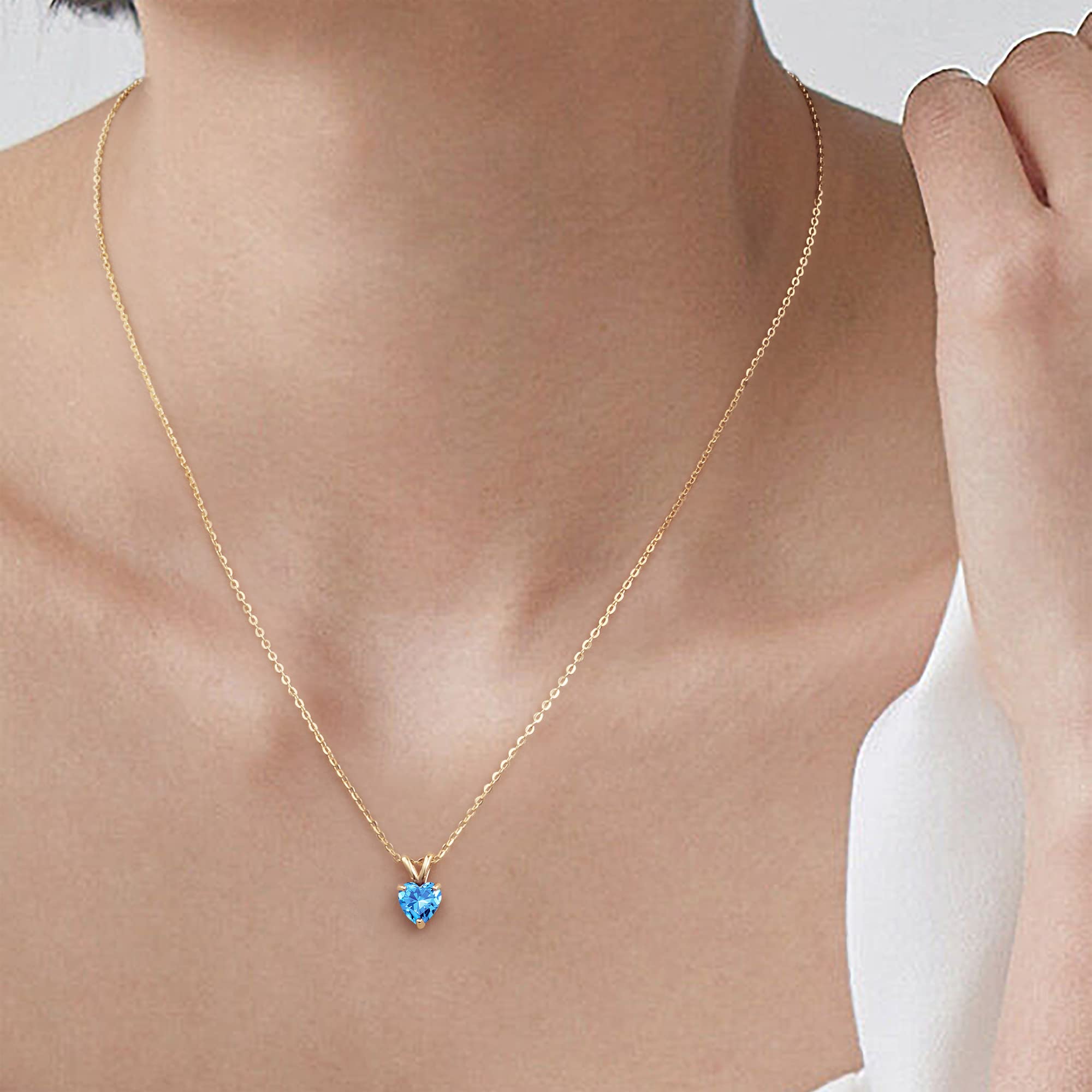 Heart Birthstone Necklace for Women - 925 Sterling Silver Dainty Pendant, Sparkling Gift for Mom, Wife, Daughter, Grandma | Anniversary, Birthday, Mother's Day Jewelry | Perfect for Everyday Wear, Special Occasions & Gift Giving