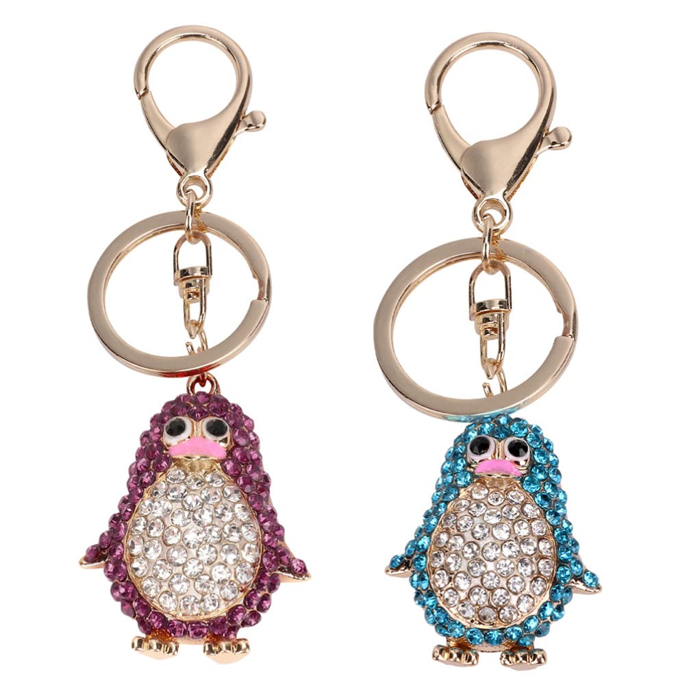 VOSAREA 2pcs Cute Penguin Couple Keychain Set - Sparkling Rhinestone Key Ornament, Alloy Keyring for Car Keys, Tote Bag & Purse Charm - Perfect Gift for Lovers, Friends & Couples (Penguin Design) | Great for Valentine's Day, Anniversaries & Everyday Carry
