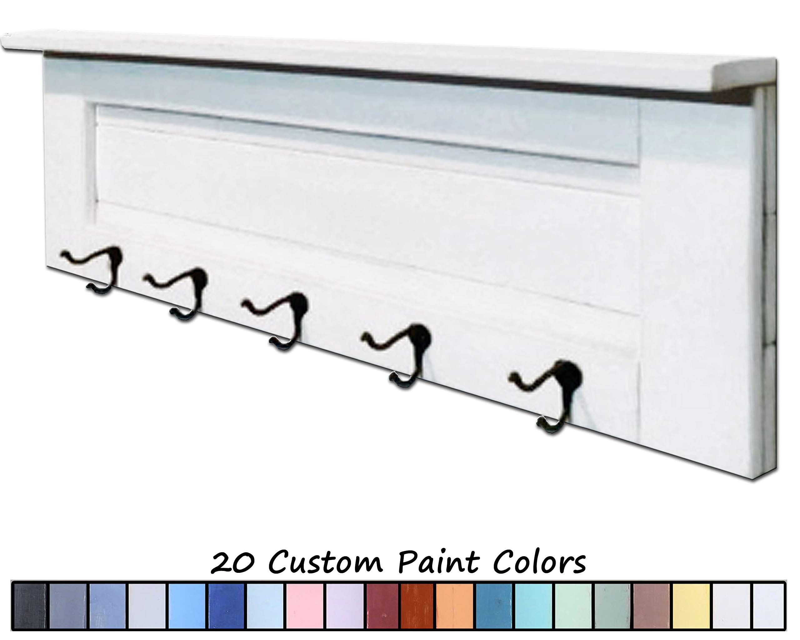 Chapel Hill Wall Hook Rack with Shelf - 20 Custom Colors | Entryway Organizer for Coats, Keys & Towels | Handmade Wooden Coat Hooks & Display Shelf | Perfect for Hallway, Bedroom & Bathroom Organization - Made in USA