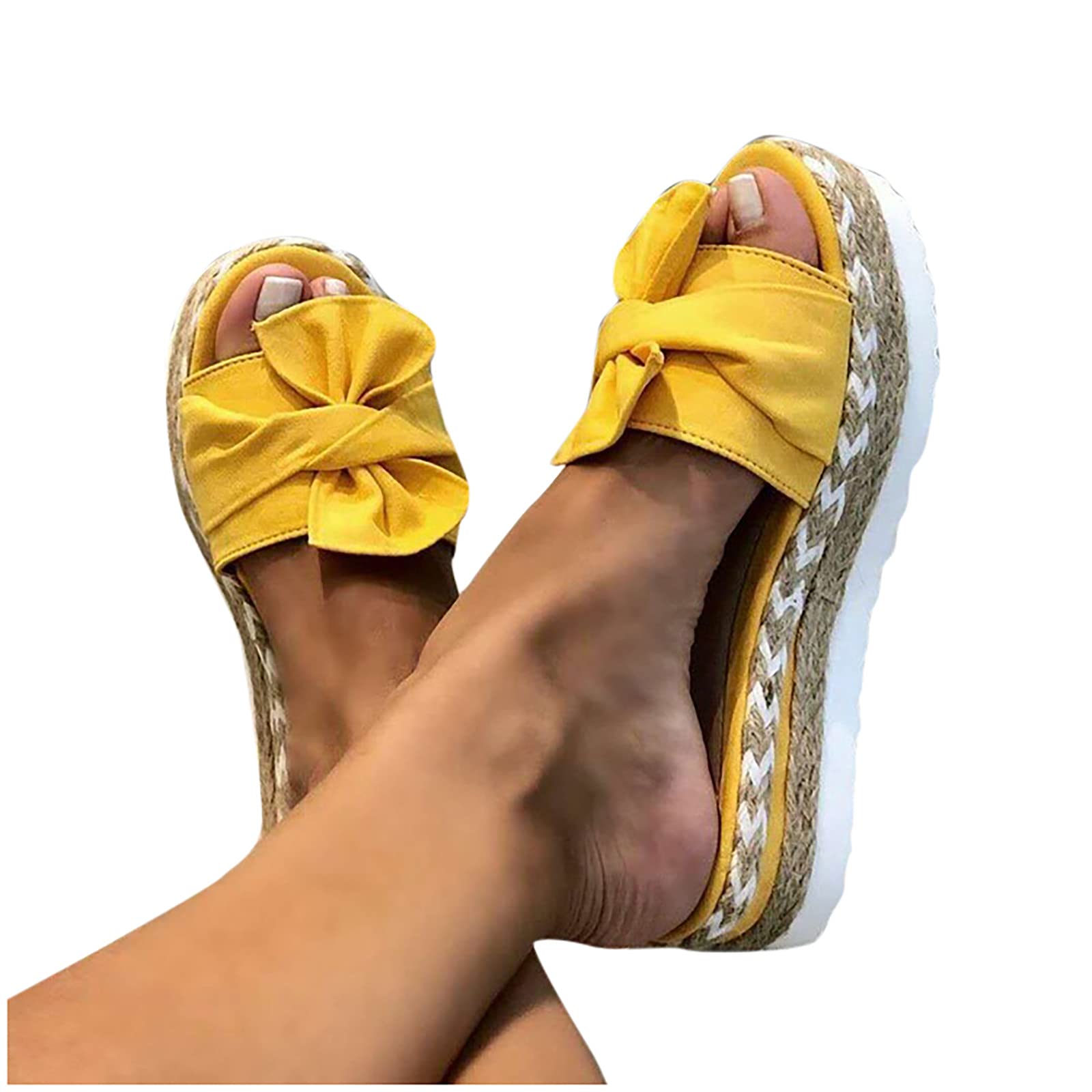 Women's Bowknot Beach Sandals - Summer Platform Wedge Heels Slippers for Wide Feet - Perfect for Poolside, Vacation, and Casual Outings