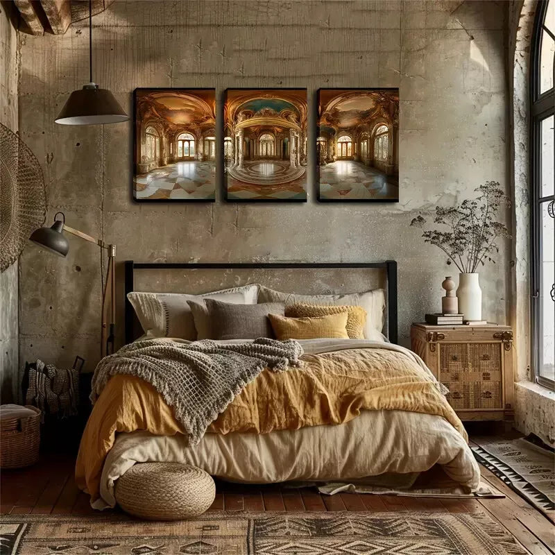 3-Piece Modern Castle Building Wall Art Set - Framed Canvas 40x60cm - High Quality Print - 100% Australian Made - Ready to Hang - Perfect for Living Room, Bedroom & Office Decor