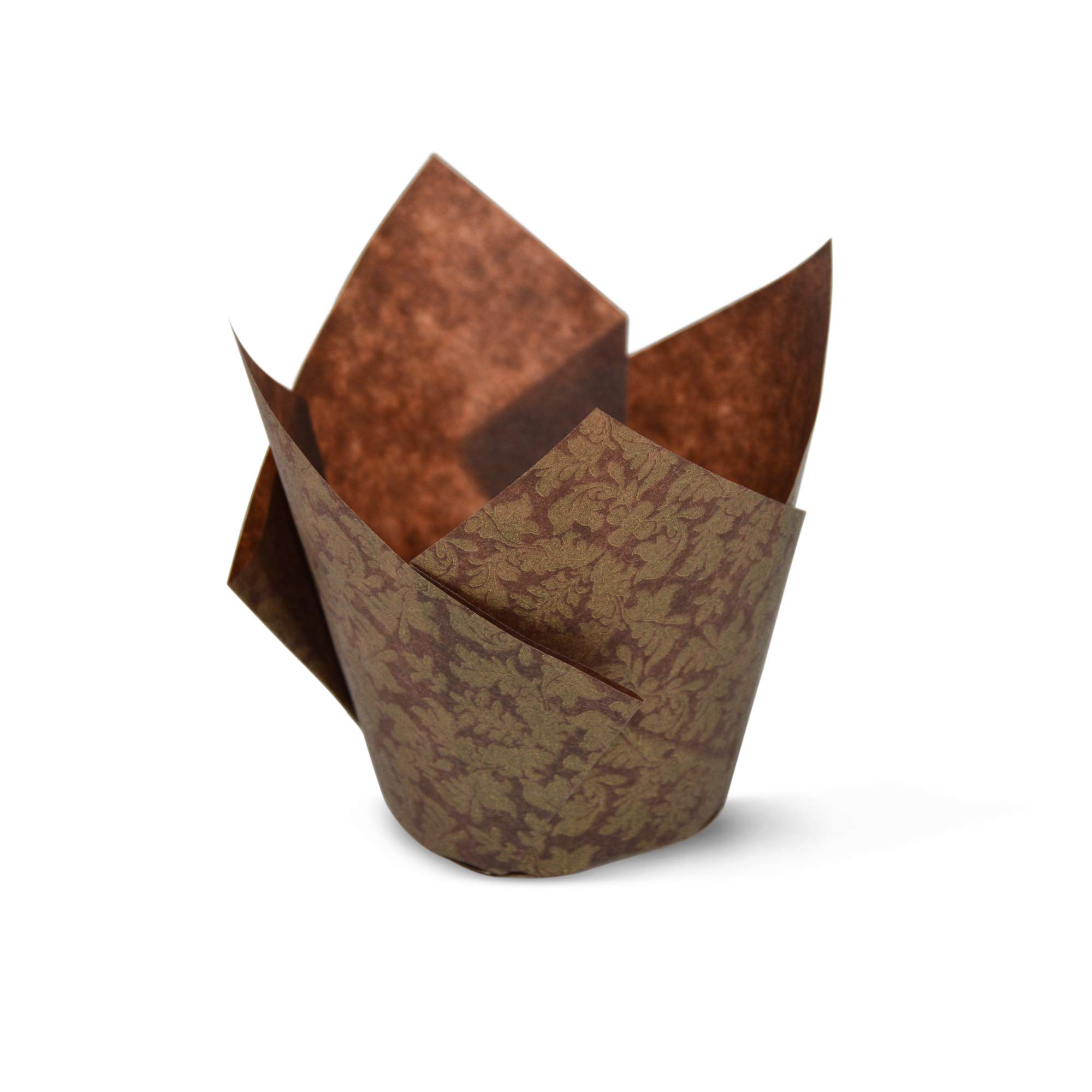 Premium Brown Gold Leaf Tulip Baking Cups - Medium Size, 1000 Pack | Greaseproof Cupcake & Muffin Liners for Baking, Party Decorations, and Elegant Dessert Presentations