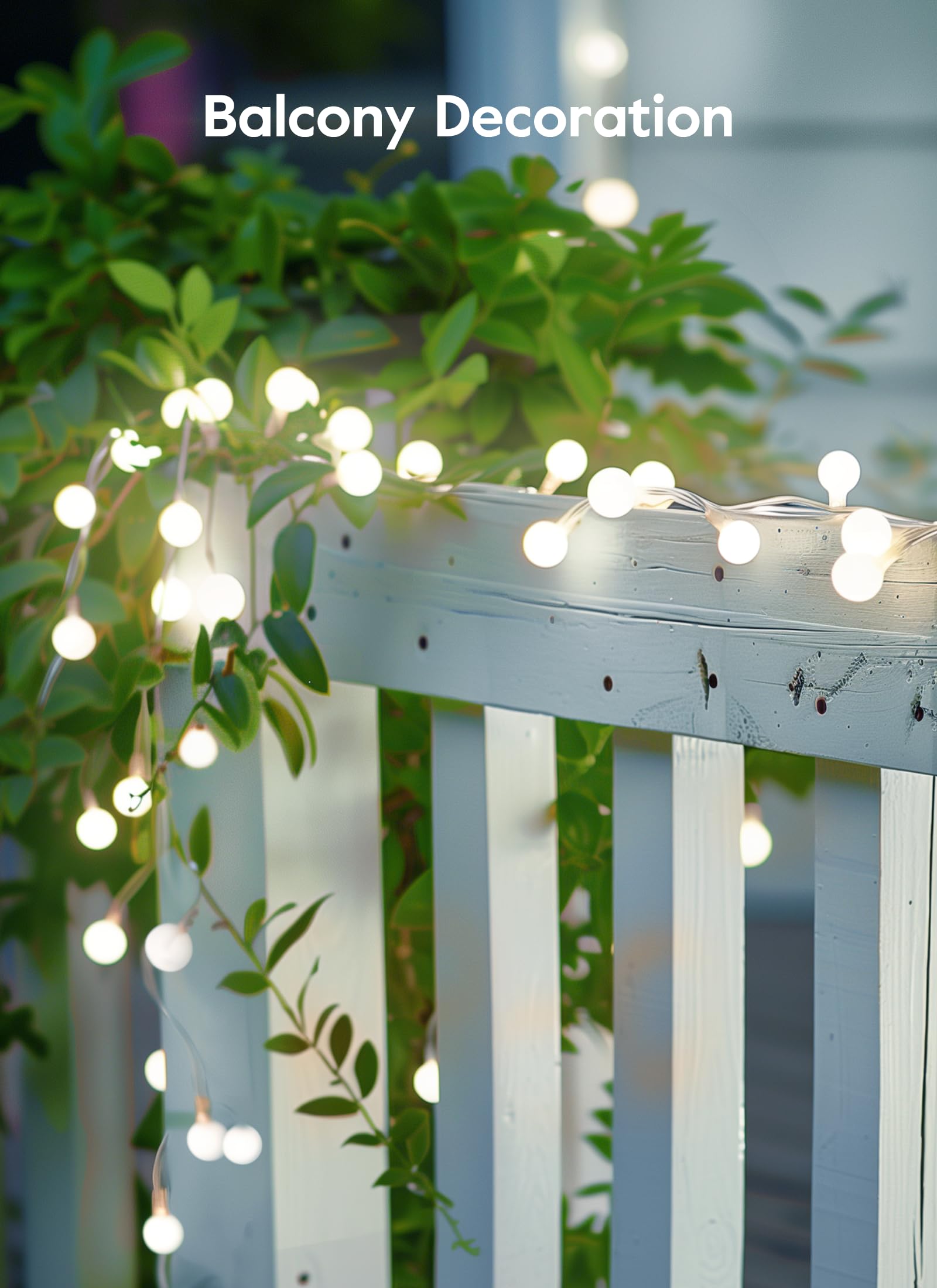 Brightown 60 LED Solar String Lights Outdoor Waterproof - 19.6Ft Solar Powered Globe Lights for Yard, Balcony, Patio, Garden & Party Decor | 8 Lighting Modes | Weatherproof & Energy Efficient (Pure White) - Perfect for Outdoor Weddings, Christmas Decorations & Backyard Lighting