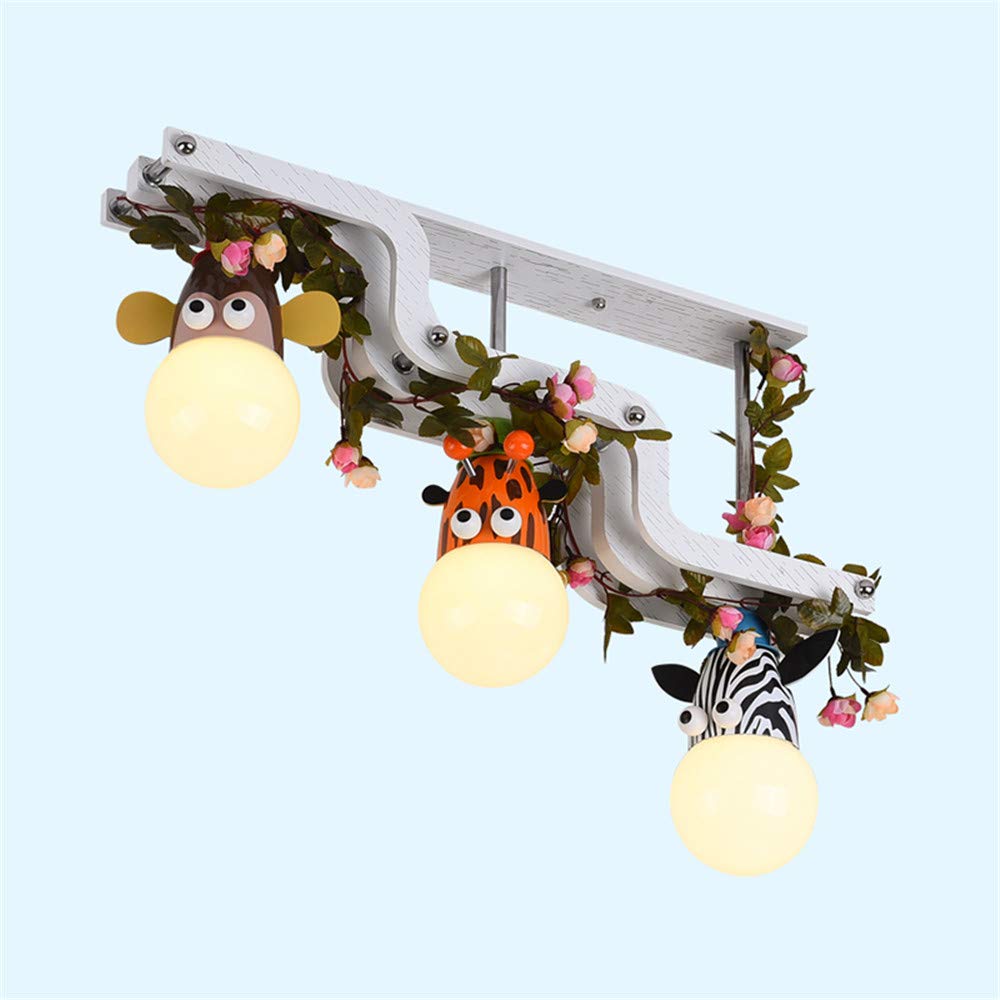 RUNNUP Adorable Animal-Themed Semi Flush Mount Ceiling Light with Leaf Design - 3-Light Creative Cartoon LED Fixture for Kids Bedroom, Nursery, Playroom & Kindergarten - Warm White Lighting for Cozy Ambience