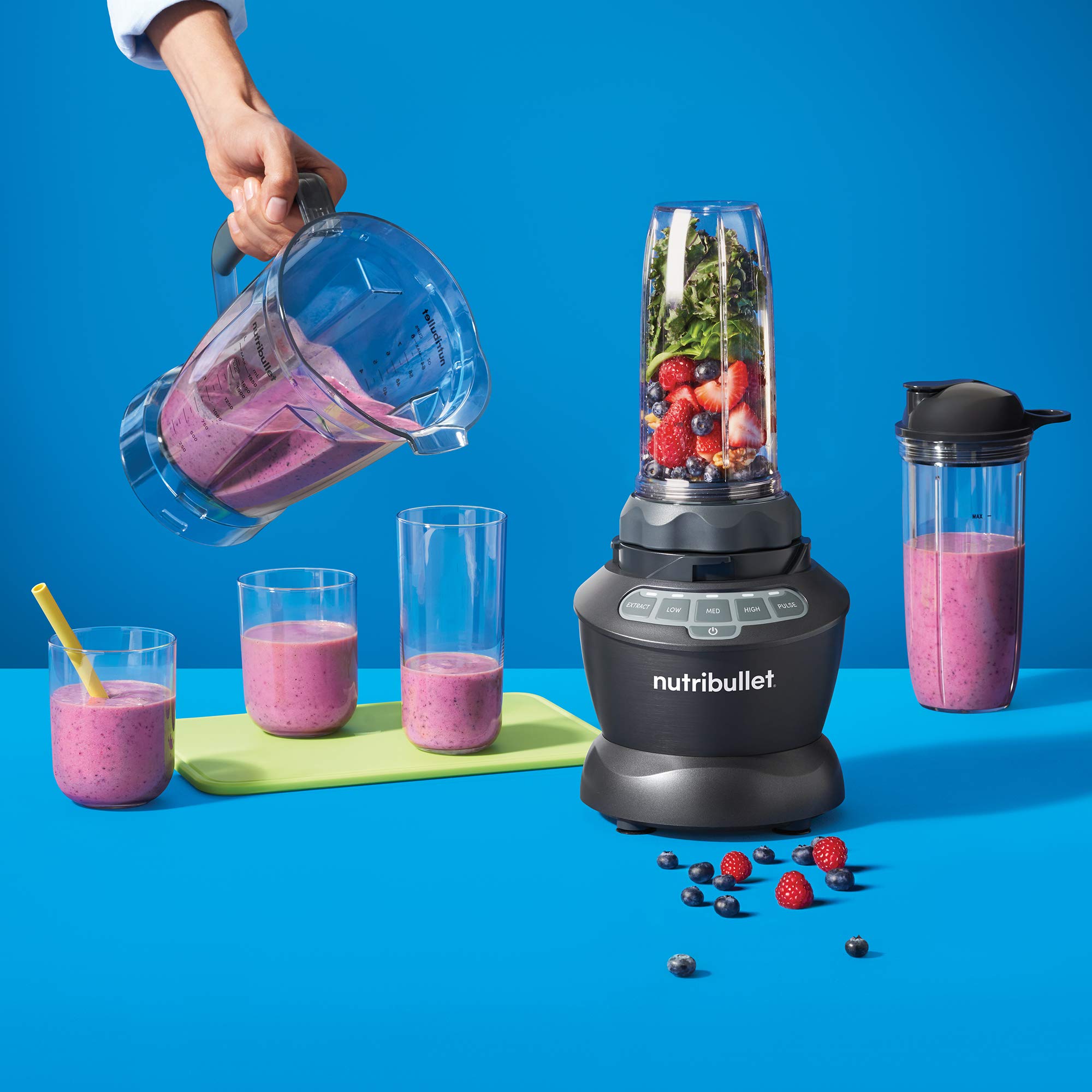 NutriBullet 1200W Blender Combo with Cups - Dark Gray for Smoothies & Shakes