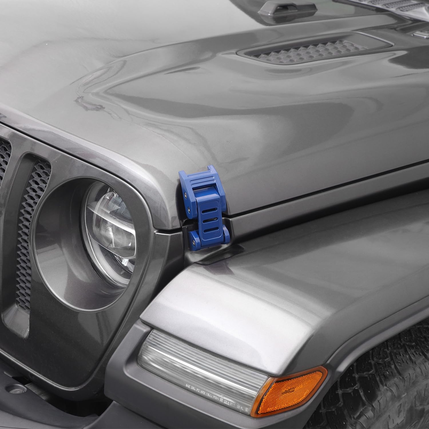 RT-TCZ Hood Latches Catch Kit for Jeep Wrangler JK JL & Gladiator JT (2018-2024) - Blue Off-Road Accessories - 2pc 3-Stripes Design - Durable Exterior Upgrade for Trail & Daily Driving